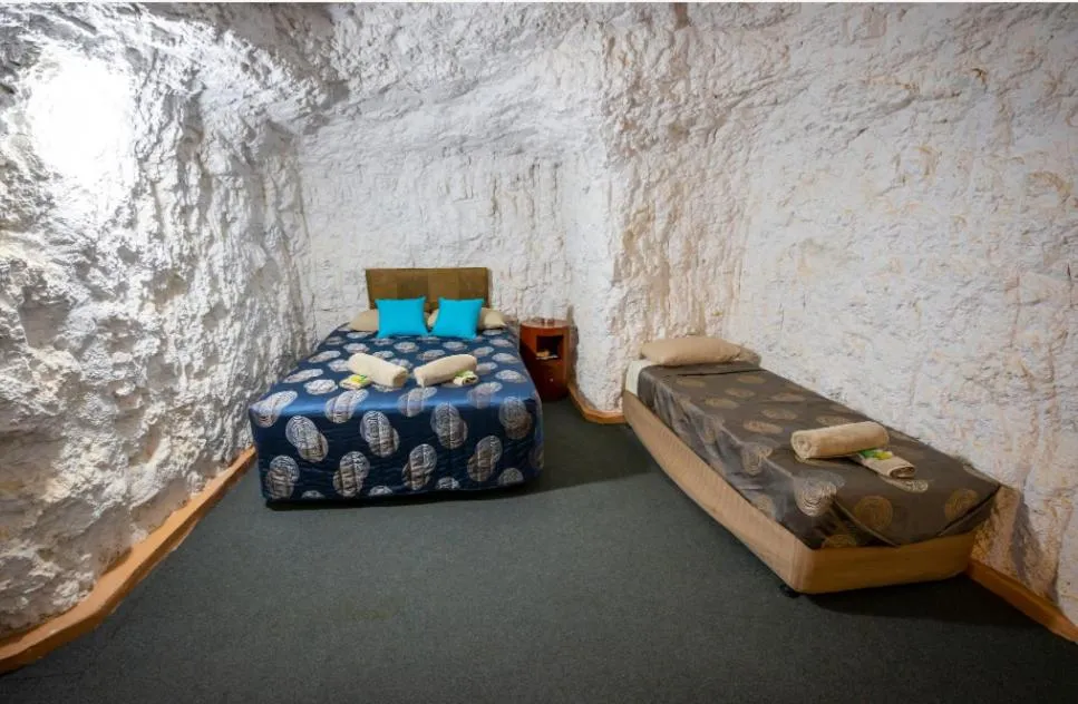Bed in White Cliffs Underground Motel