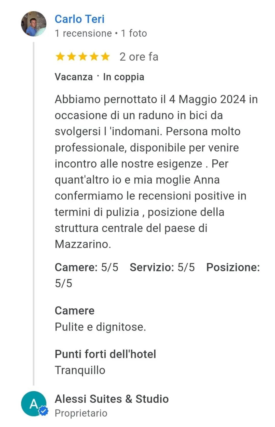 Text overlay in Alessi Suites & Studio