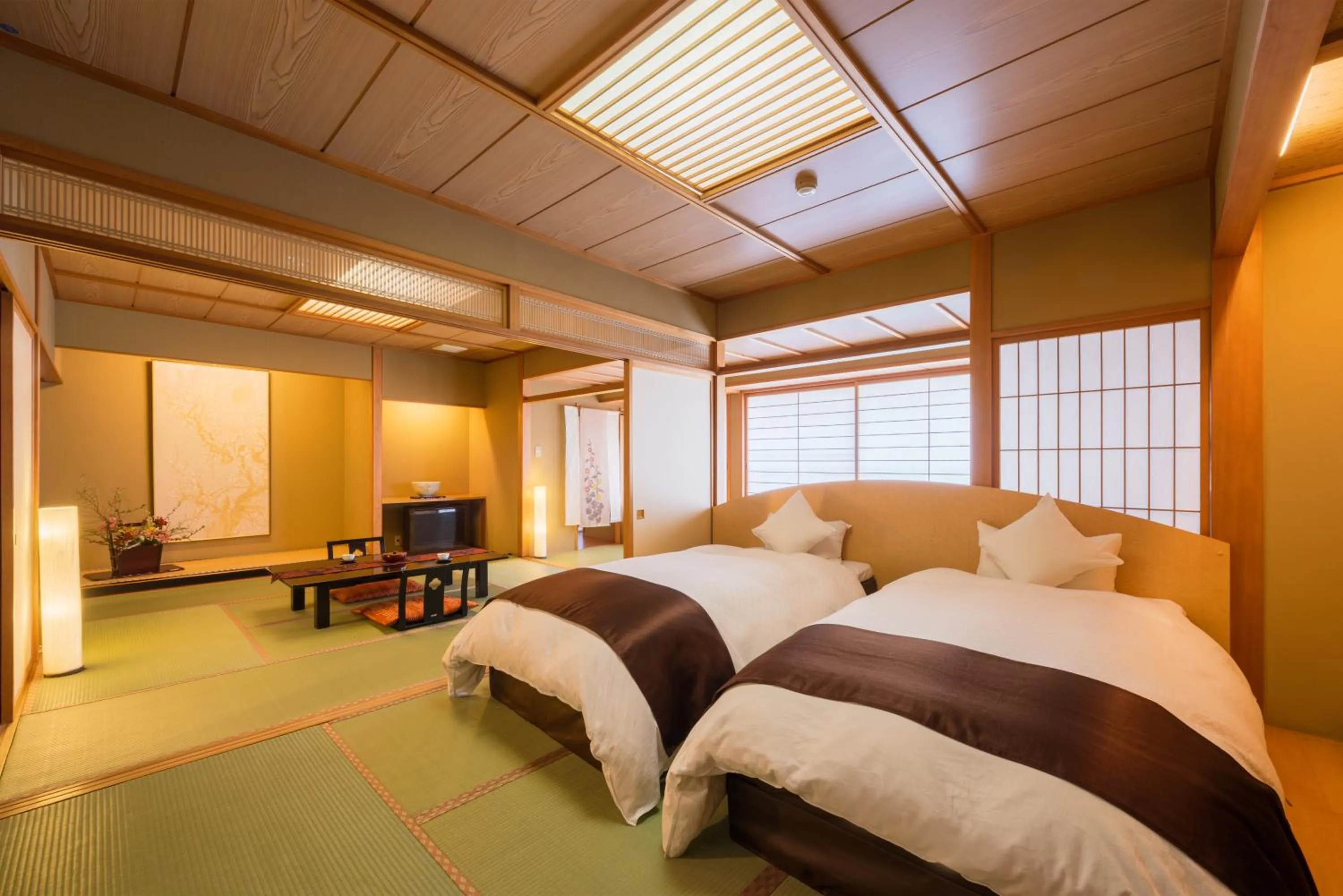 Bed in Ichiraku tendo spa & brewery