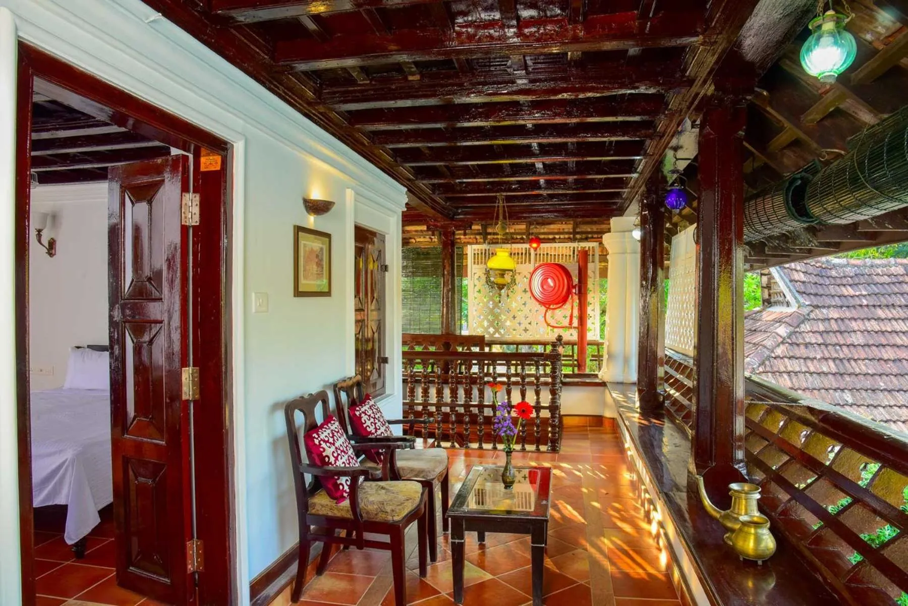 Balcony/Terrace in Kumarakom Tharavadu - A Heritage Hotel, Kumarakom By Perfect Stays