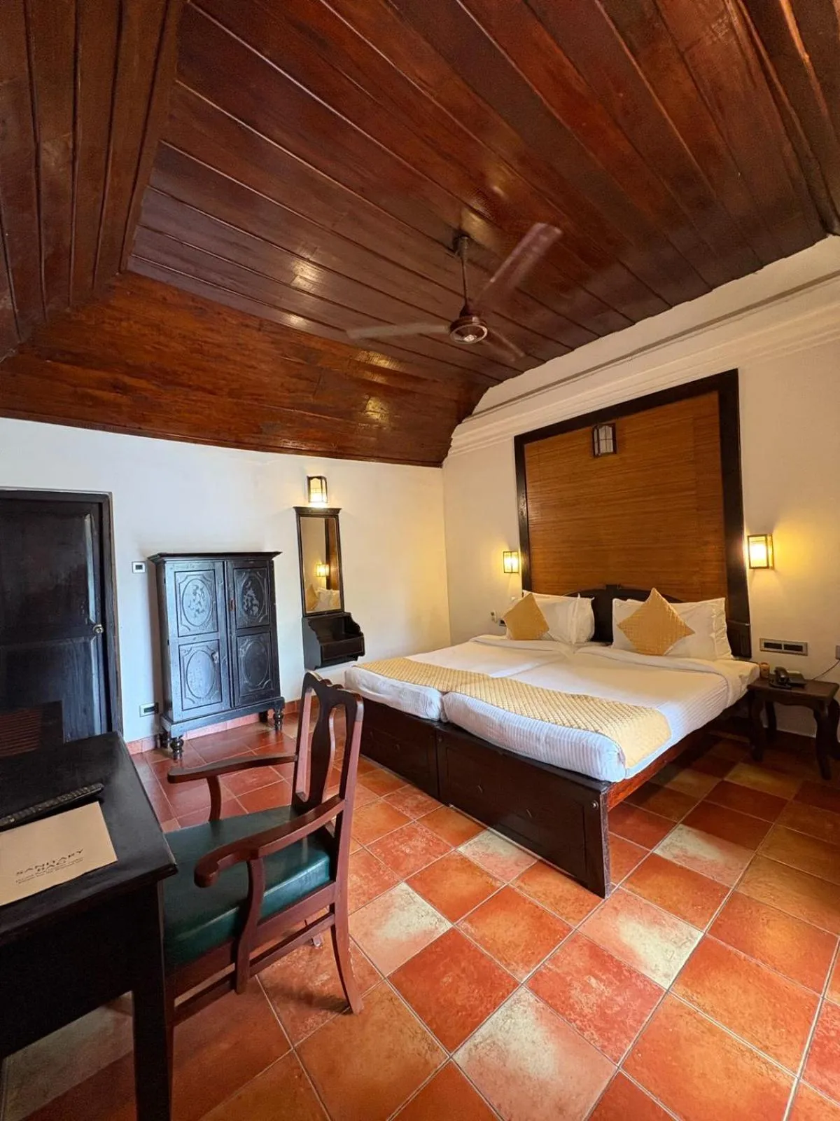Bedroom, Bed in Kumarakom Tharavadu - A Heritage Hotel, Kumarakom By Perfect Stays