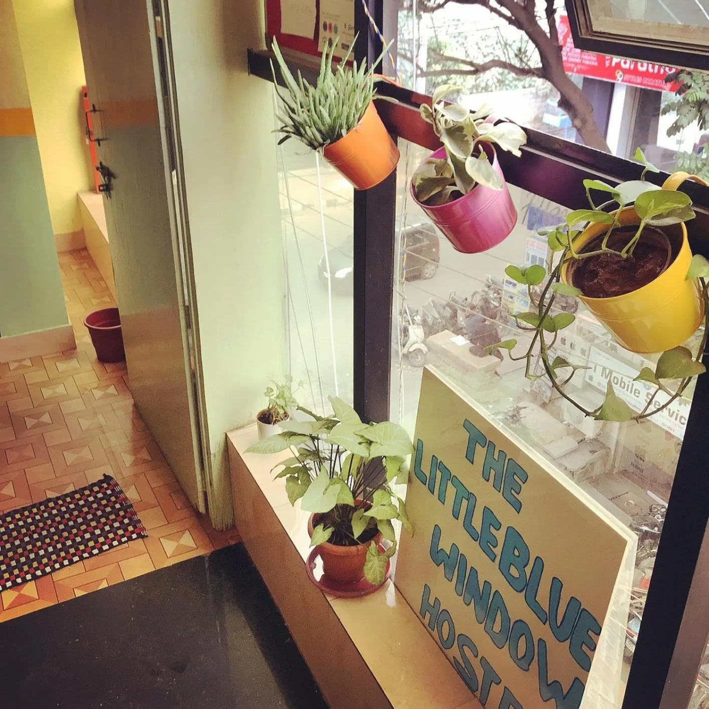 Facade/entrance in The Little Blue Window Hostel