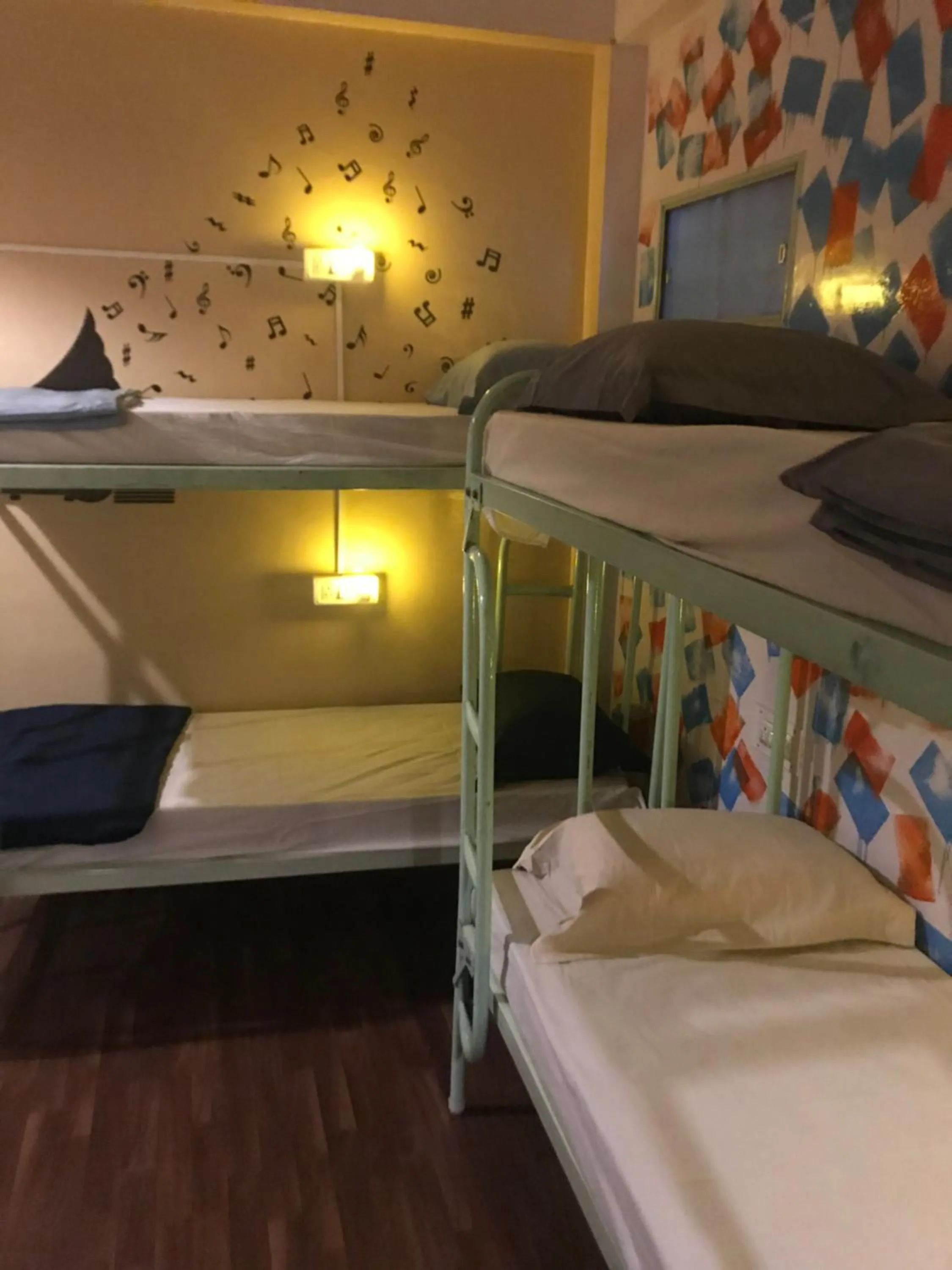 Decorative detail, Bed in The Little Blue Window Hostel