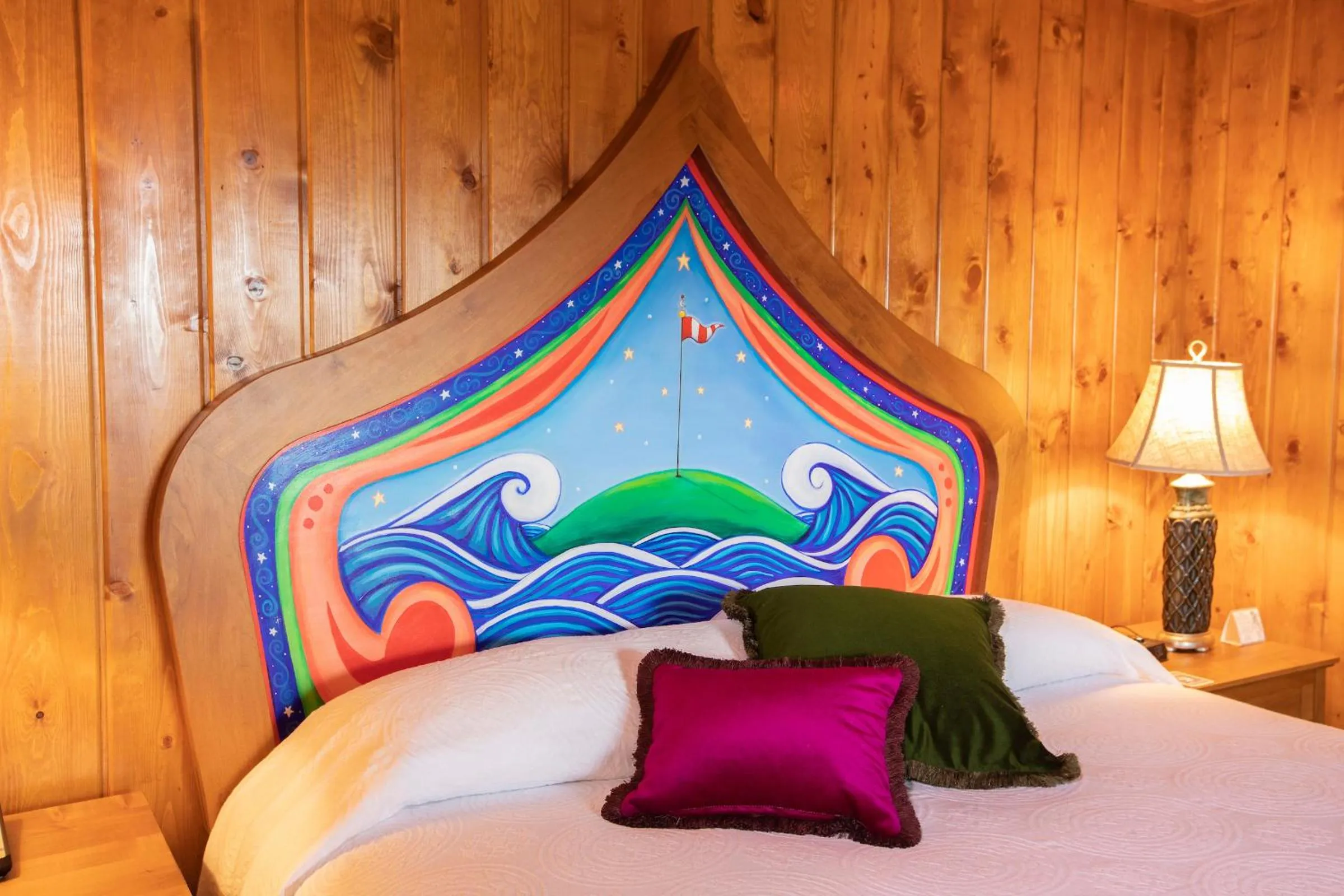 Decorative detail, Bed in McMenamins Gearhart Hotel