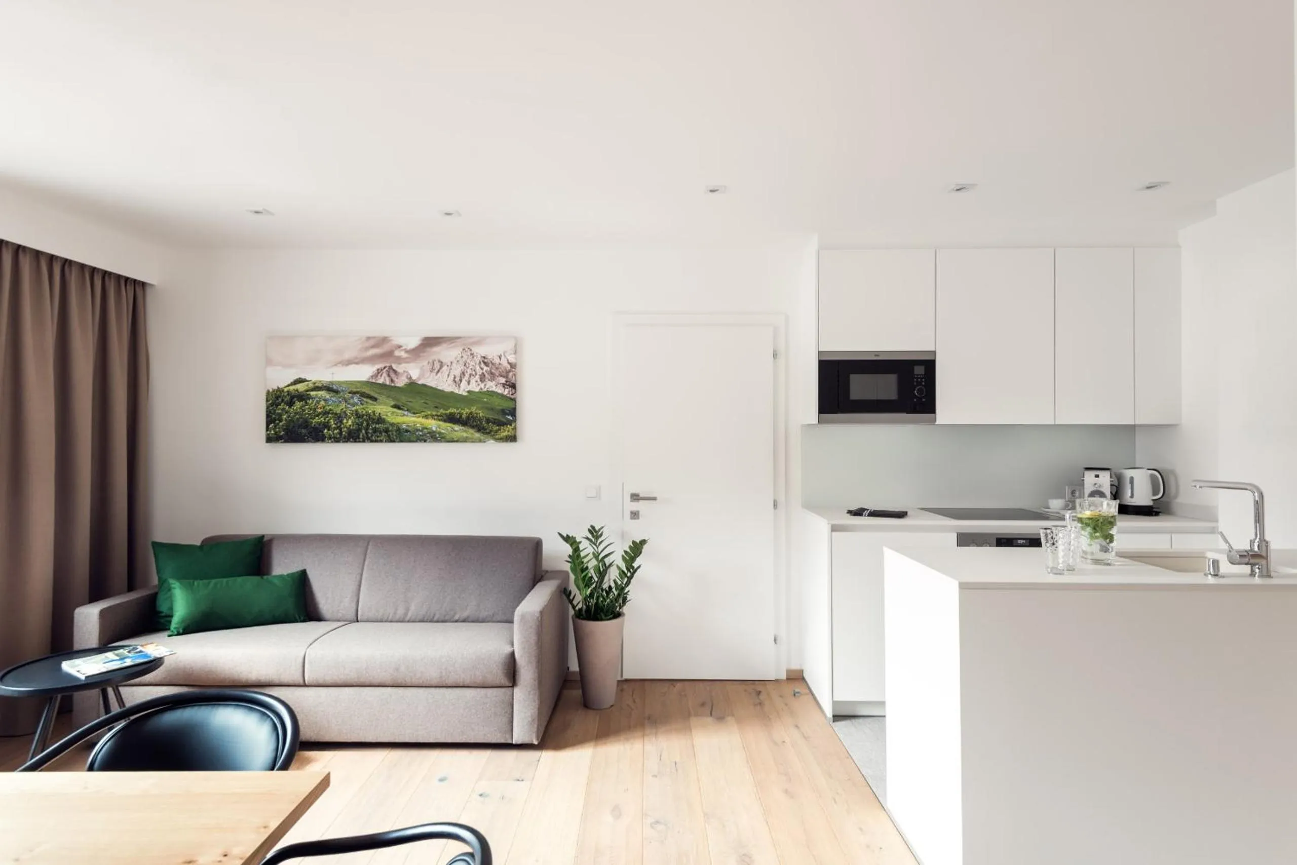 Kitchen or kitchenette in ride & relax Aparthotel Schwarz