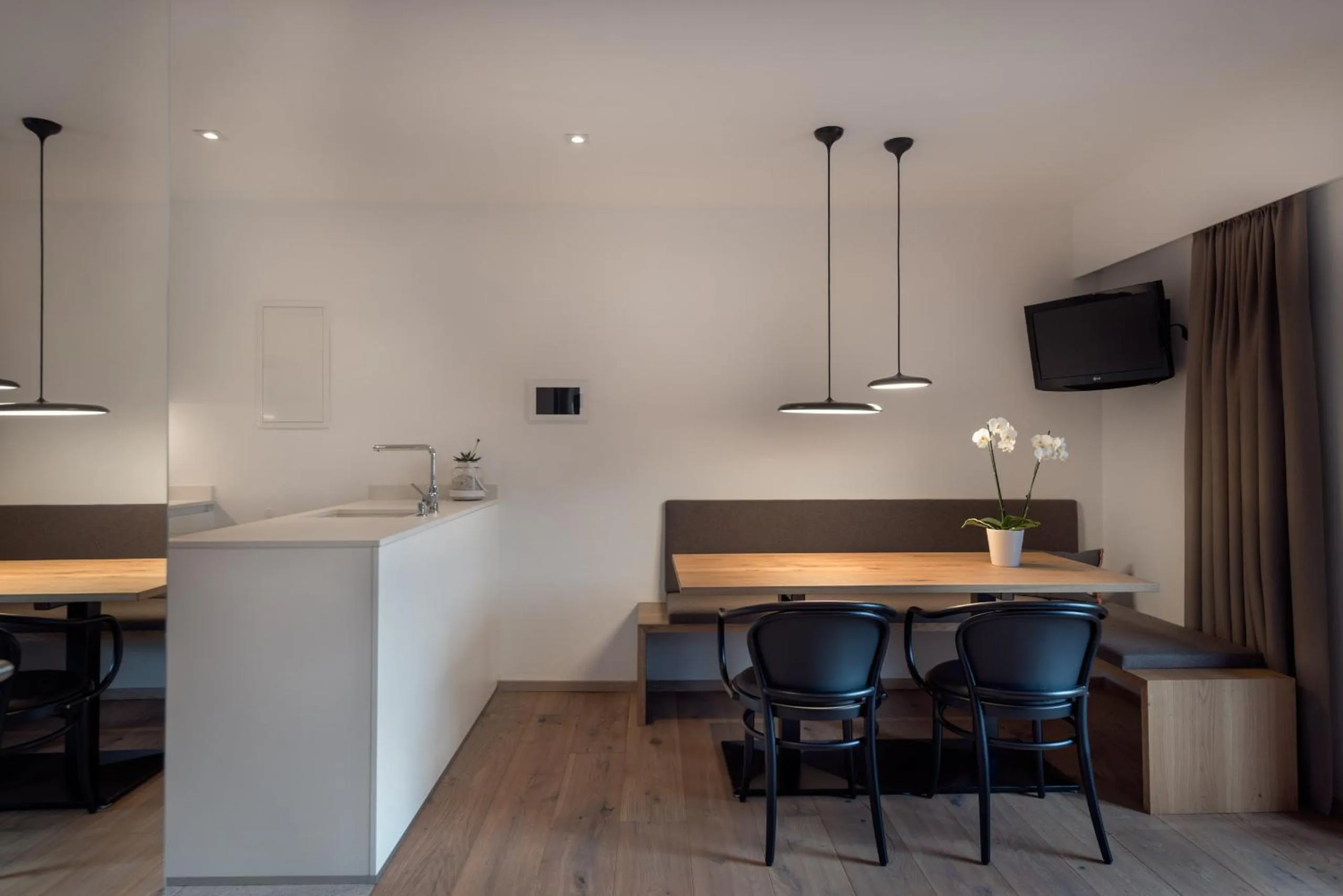 Kitchen or kitchenette in ride & relax Aparthotel Schwarz