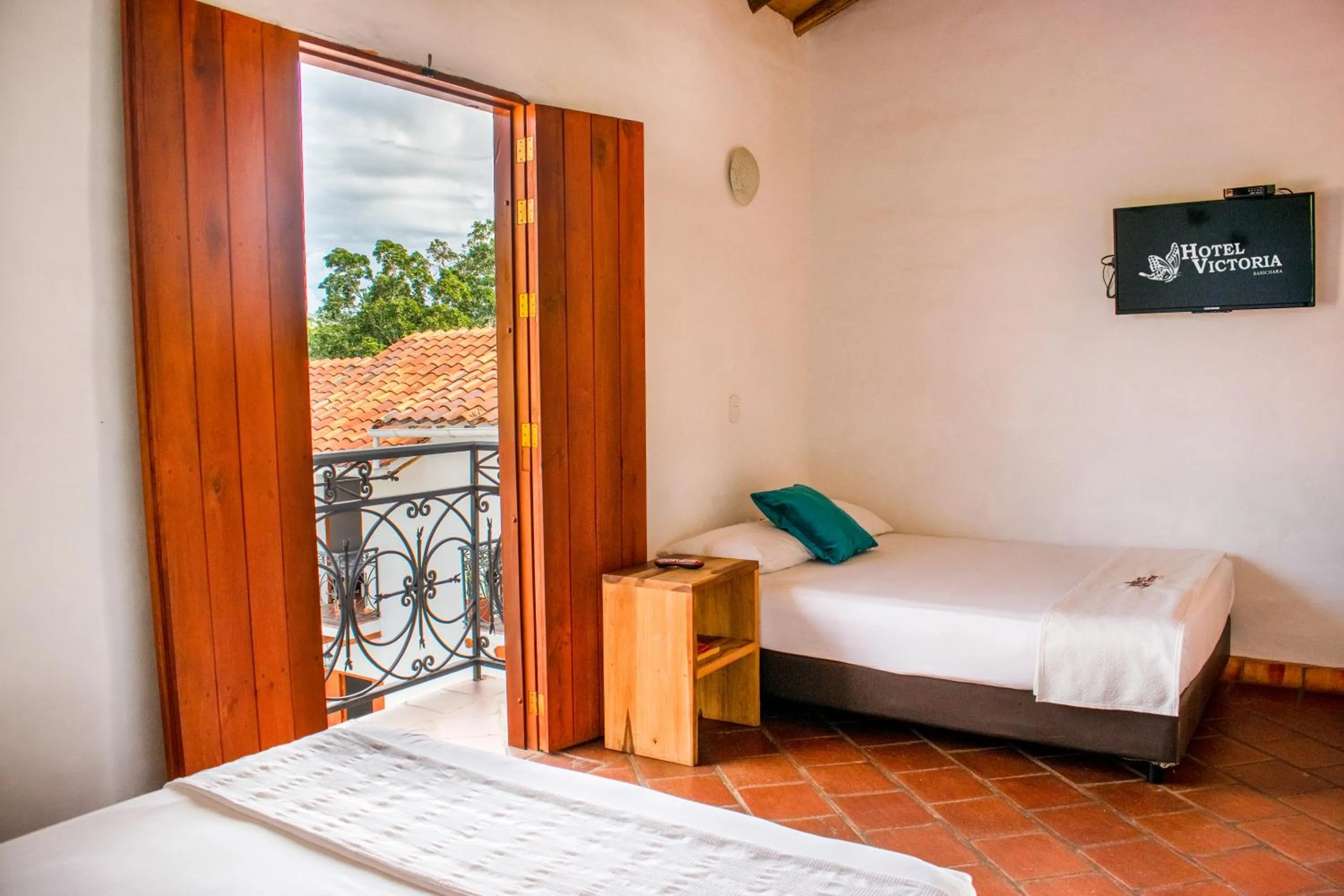 Balcony/Terrace, Bed in Hotel Victoria Barichara