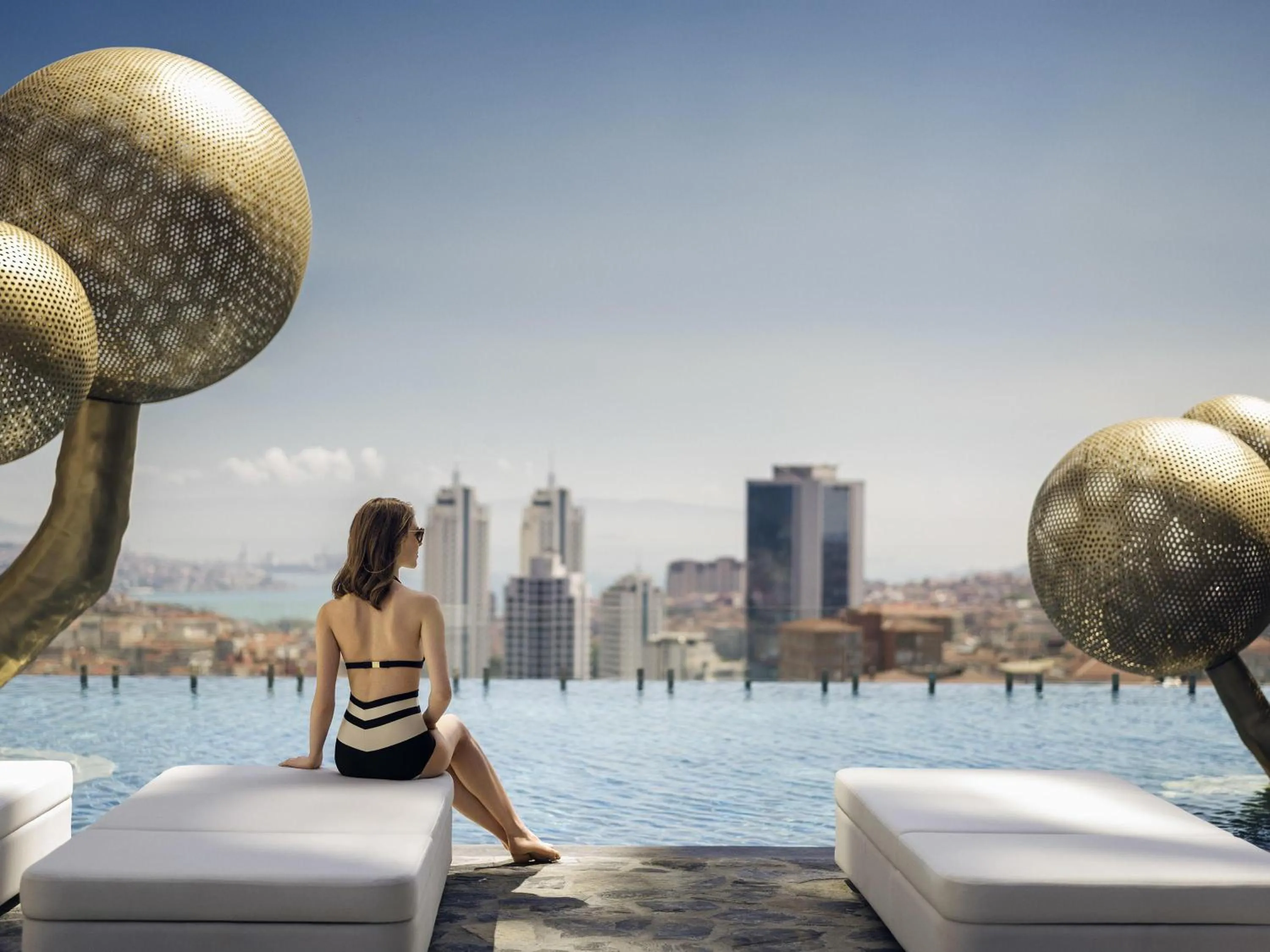 Pool view in Fairmont Quasar Istanbul Hotel