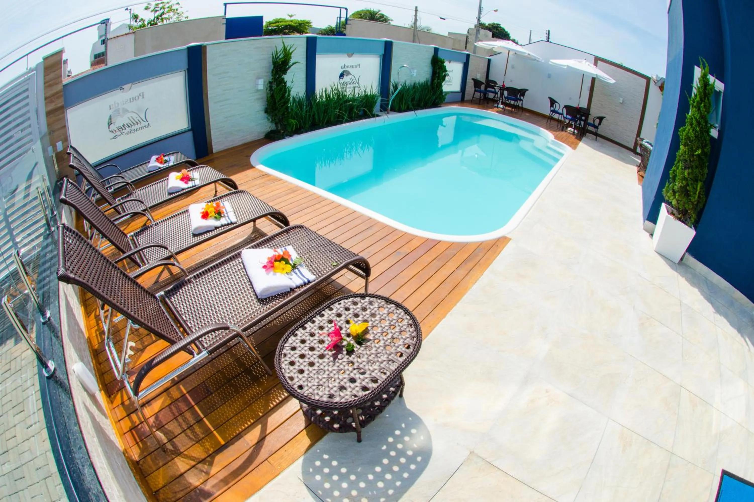 Pool view in Pousada Villarejo Armação