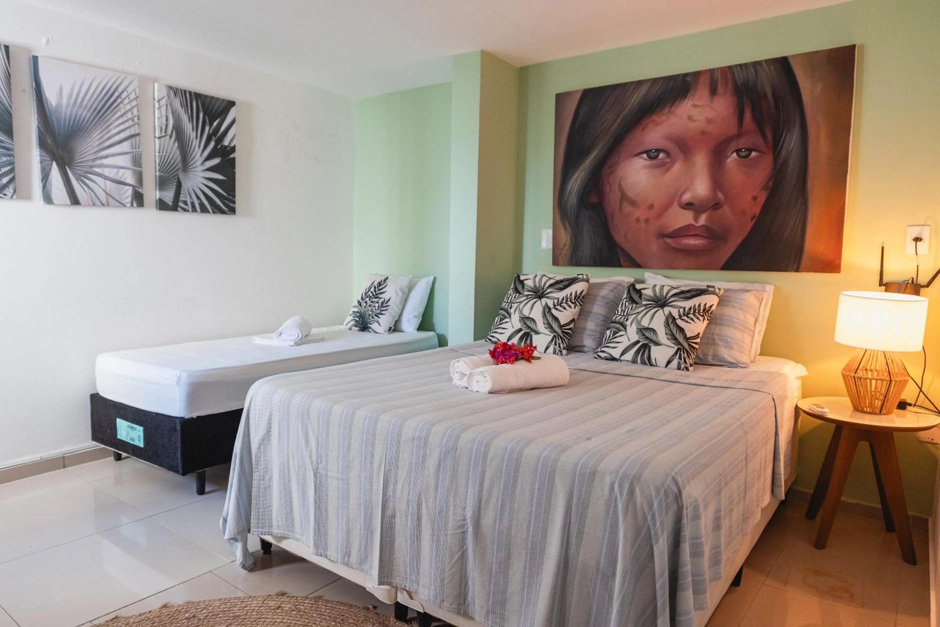 Bed in Apartamentos Natal Ponta Negra Vista Espetacular para o Mar