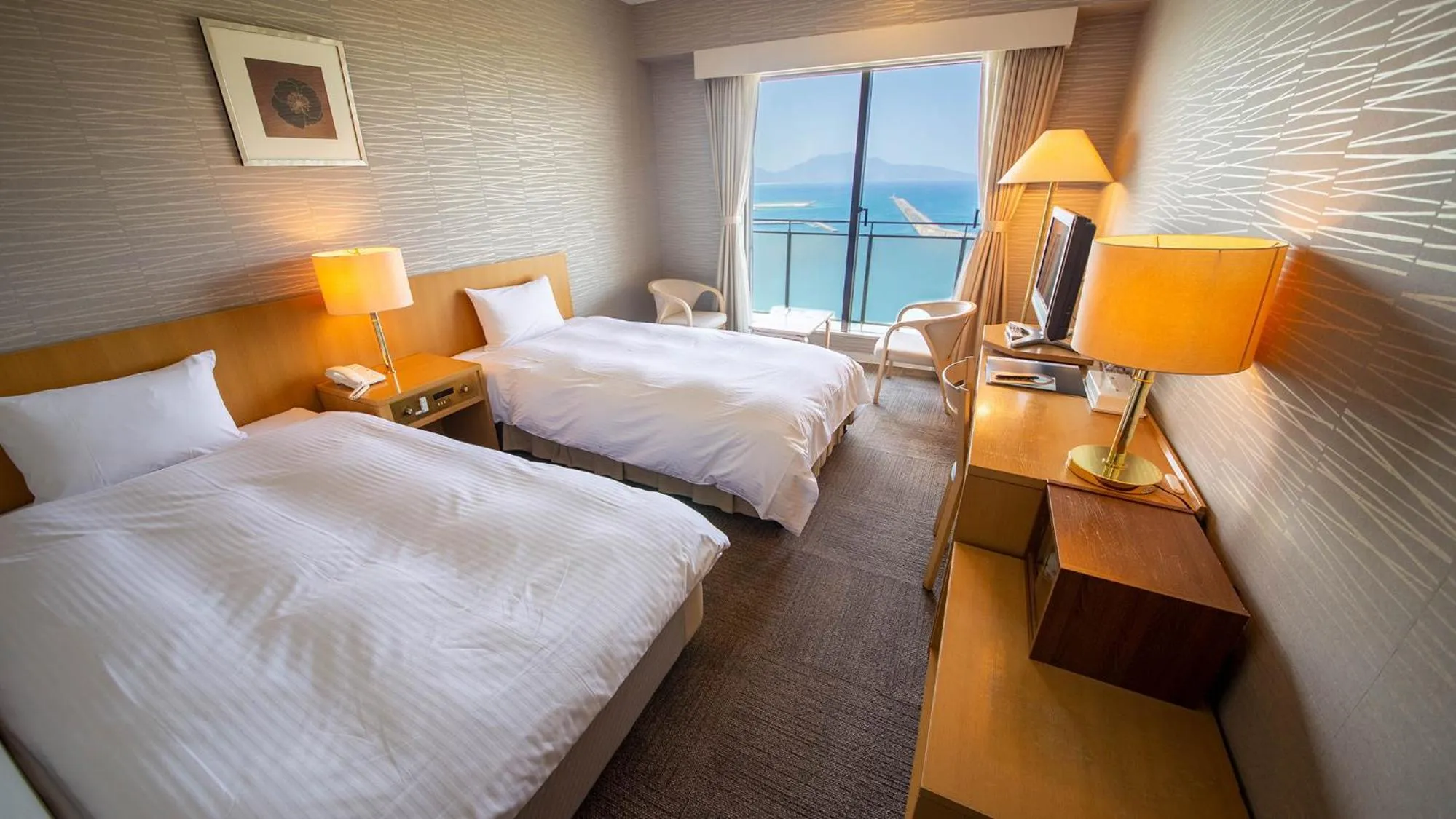 Bed in Kokumin Shukusha Marine Terrace Ashiya