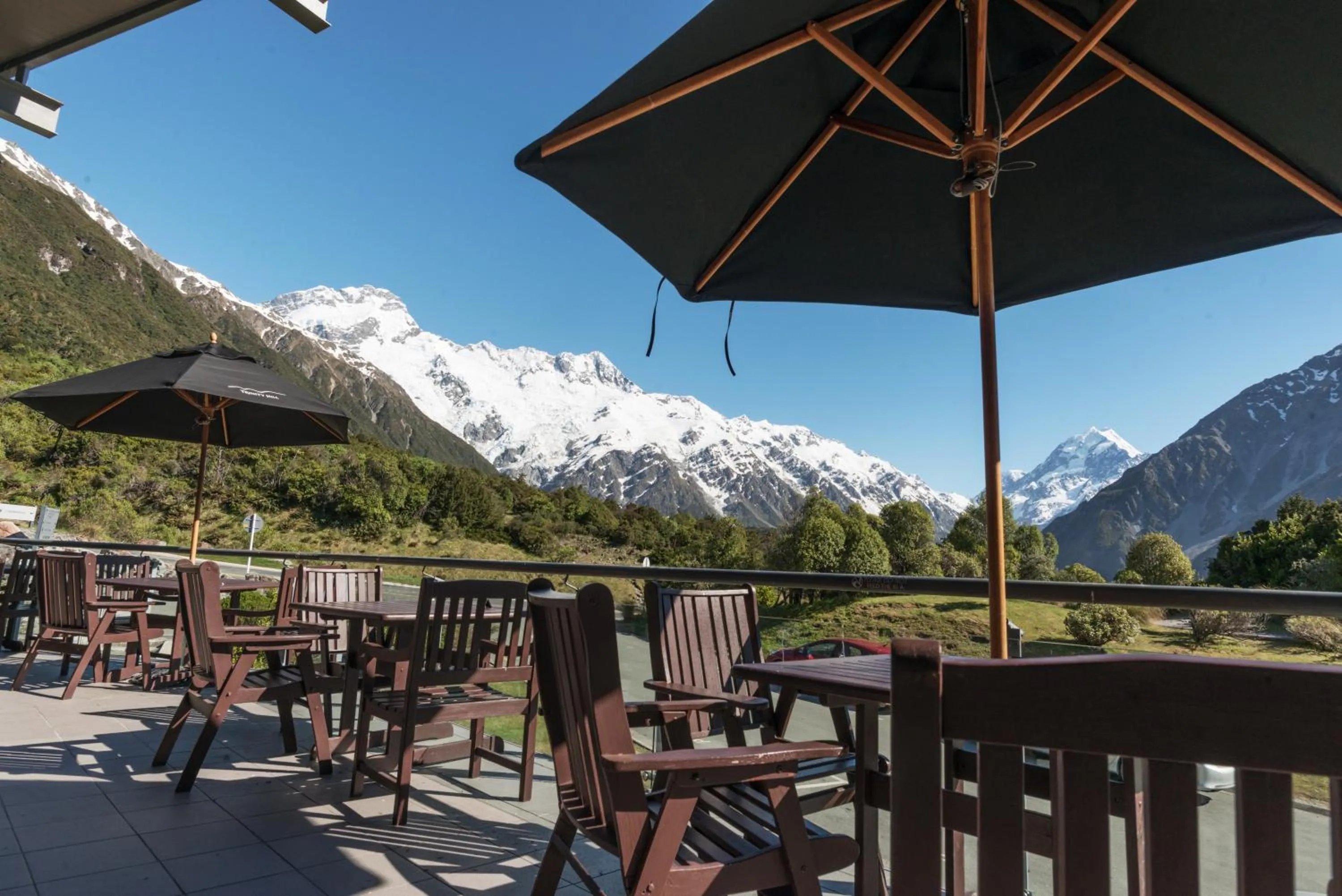 Patio in The Hermitage Hotel Mt Cook
