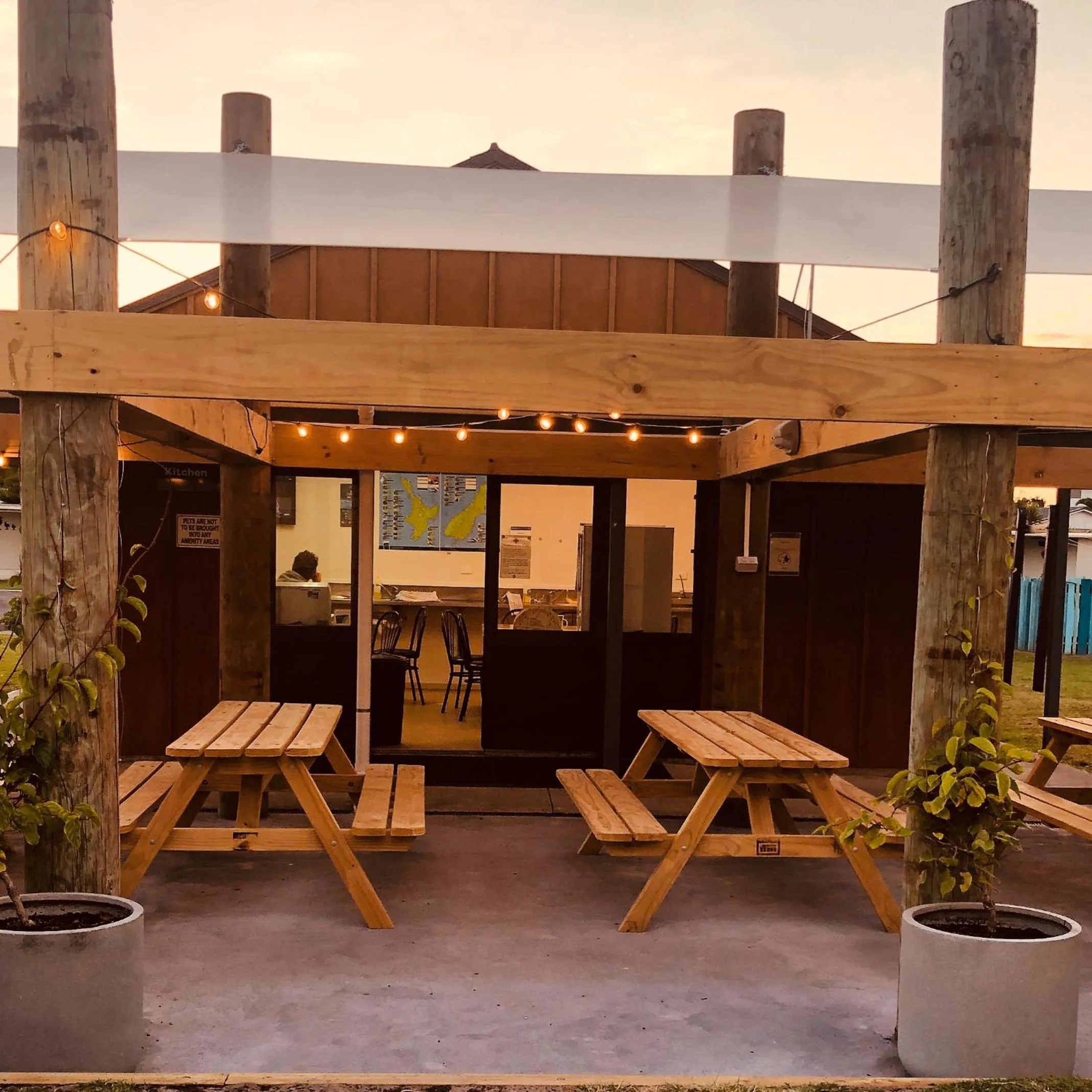 Patio in Foxton Beach Holiday Park