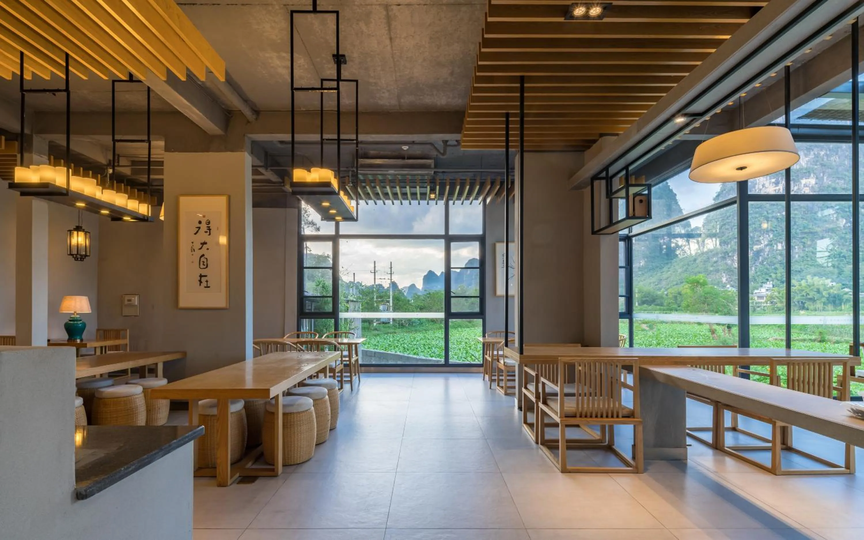 Seating area in Yangshuo Zen Garden Resort - Rich Chinese traditional activities