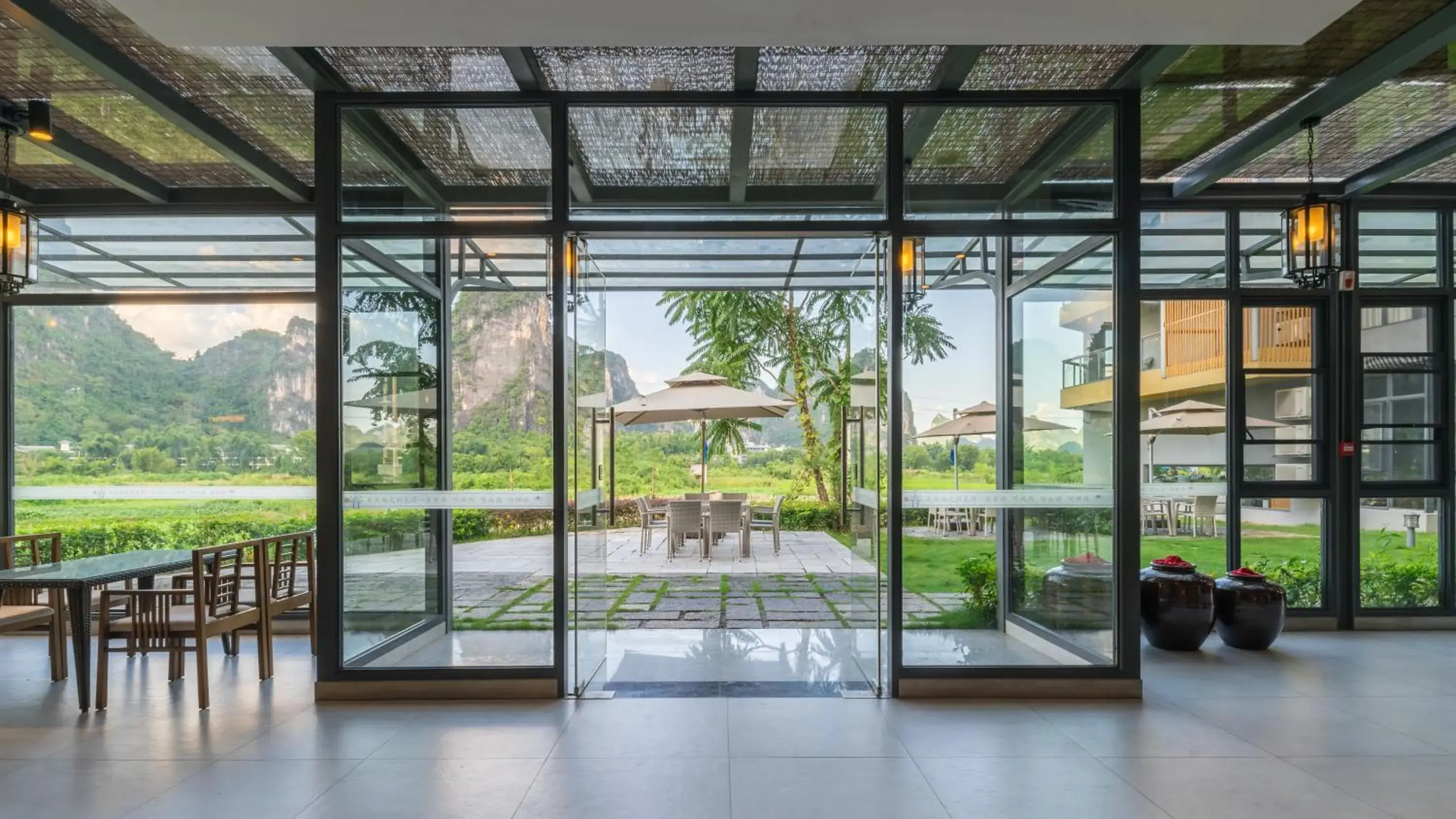 Garden view in Yangshuo Zen Garden Resort - Rich Chinese traditional activities Garden view in Yangshuo Zen Garden Resort - Rich Chinese traditional activities