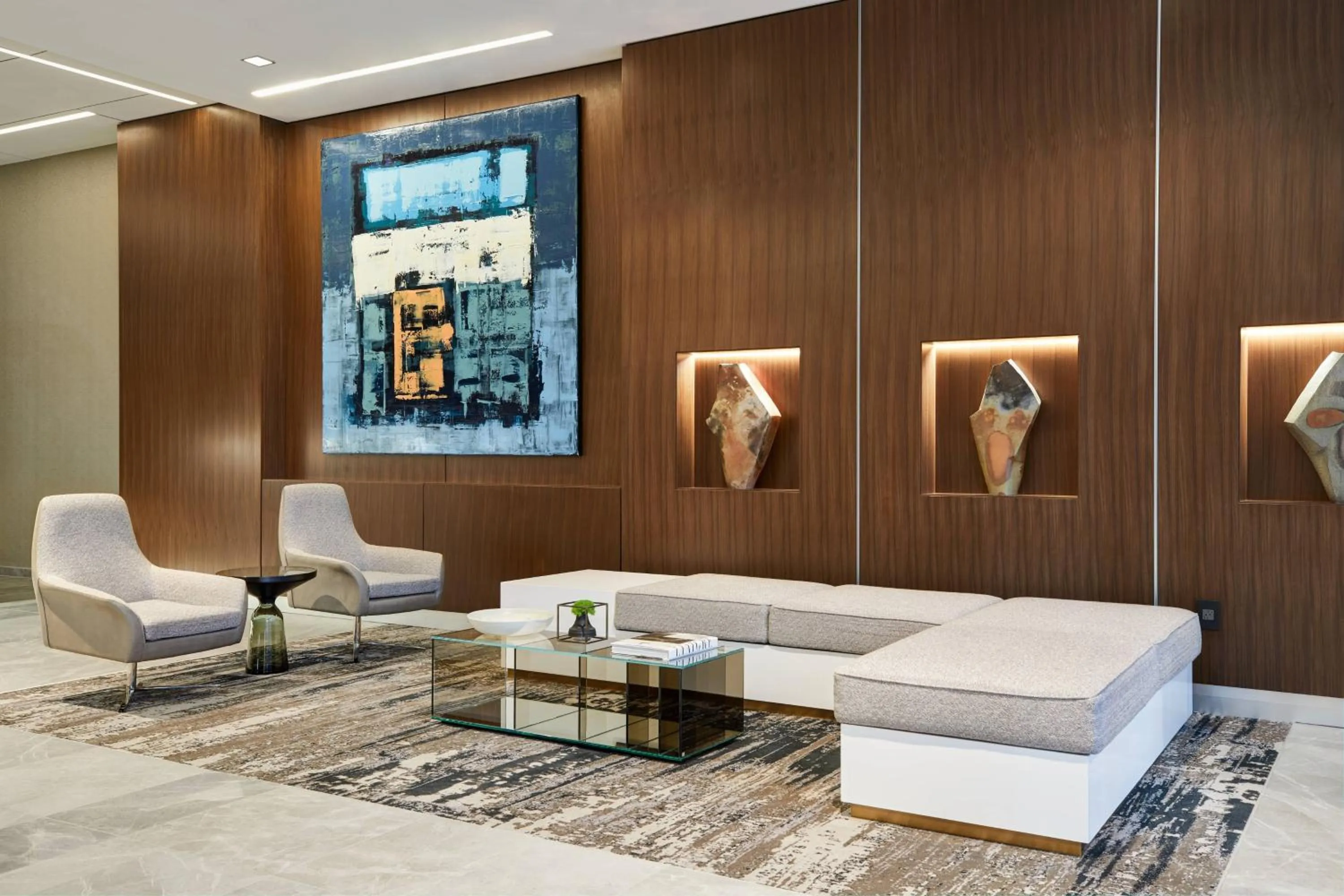 Lobby or reception in AC Hotel by Marriott Raleigh North Hills