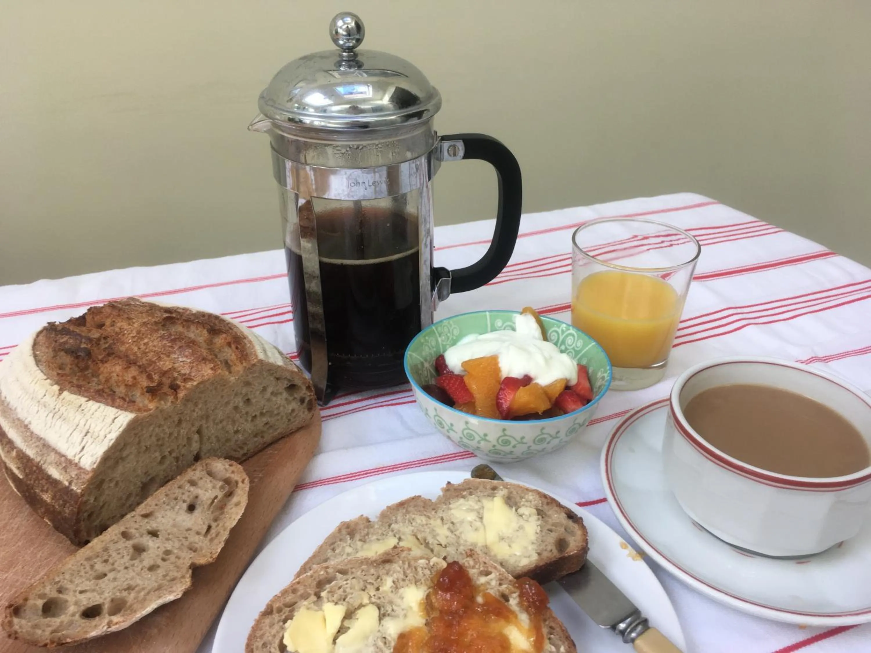 Continental breakfast in Old Station Gardens, SW London