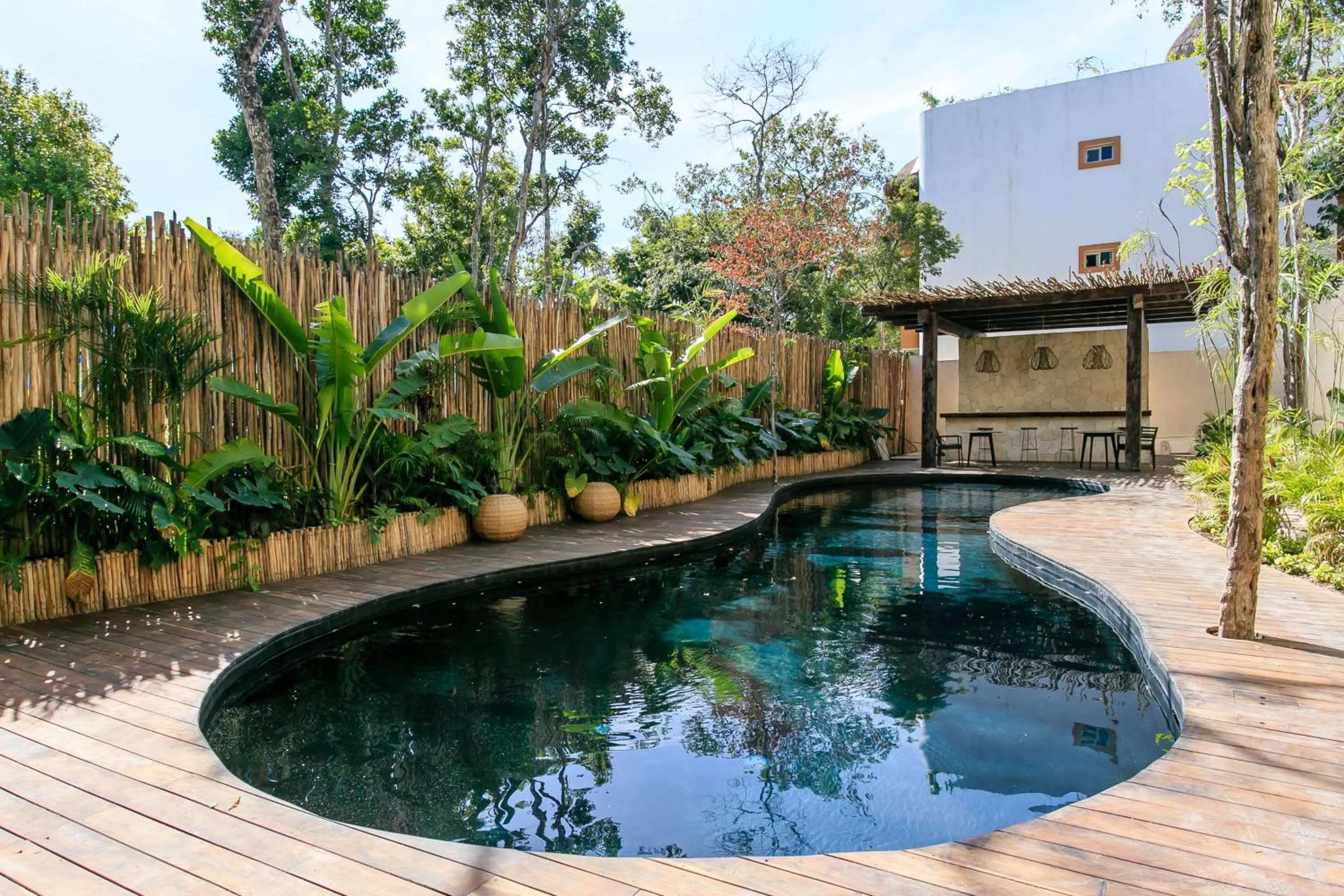 Swimming pool in Eco-chic Design Condos Wrapped in Nature's Elements by Stella Rentals