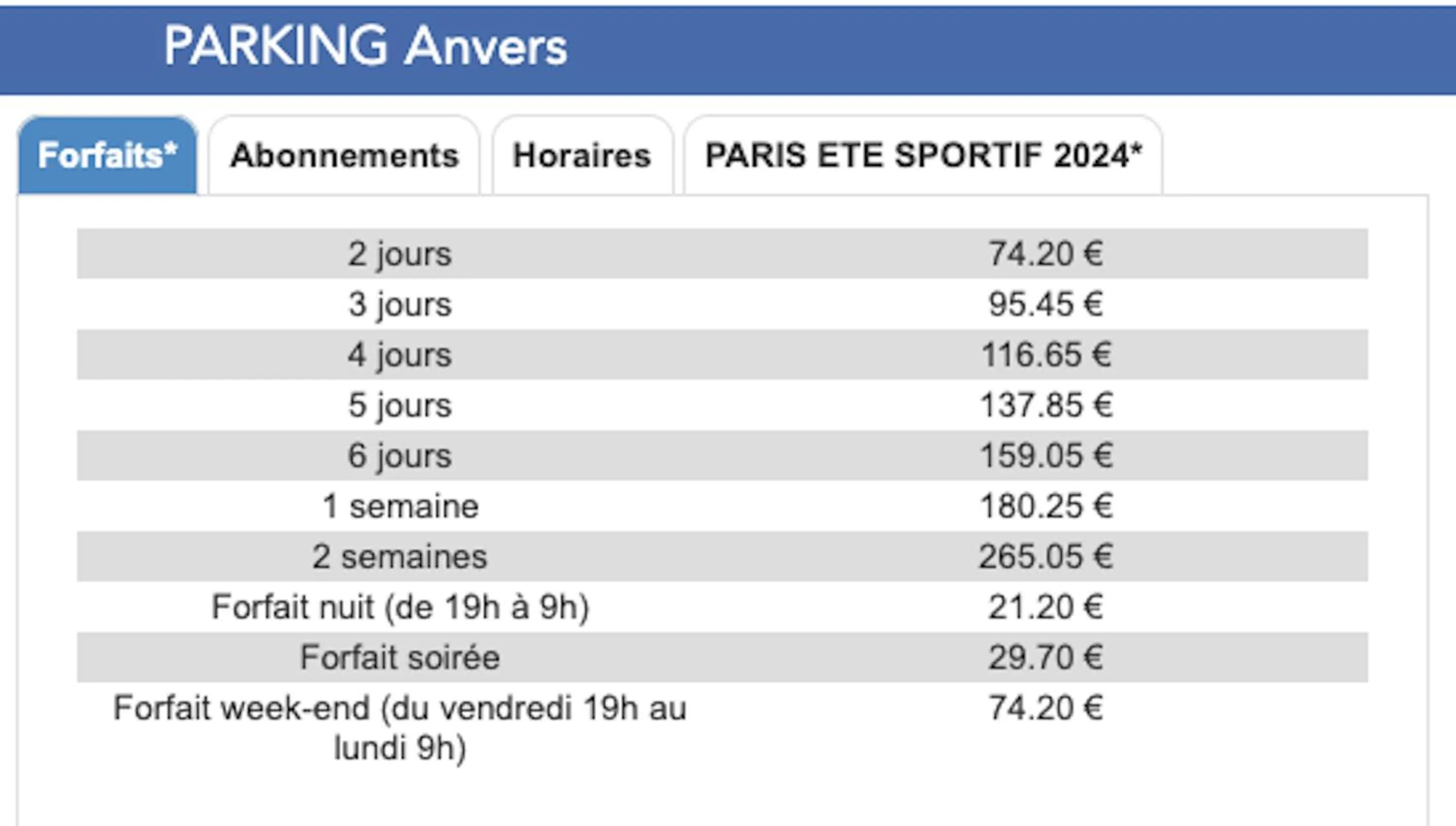 Parking in Hotel Migny Opéra Montmartre