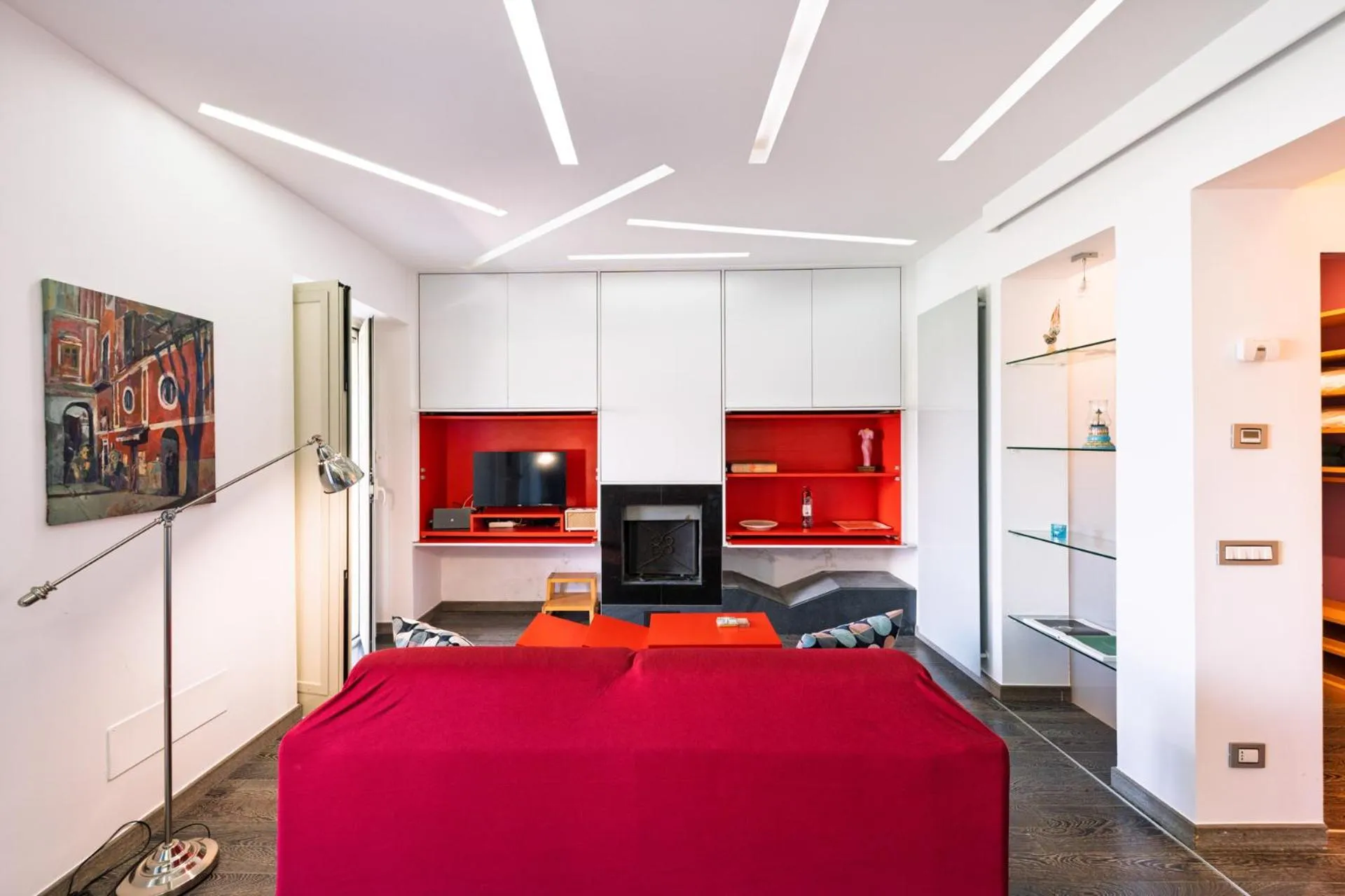 Living room, Bed in The Loft Via Torricella