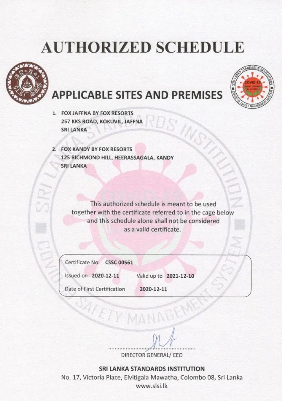 Certificate/Award in Fox Jaffna