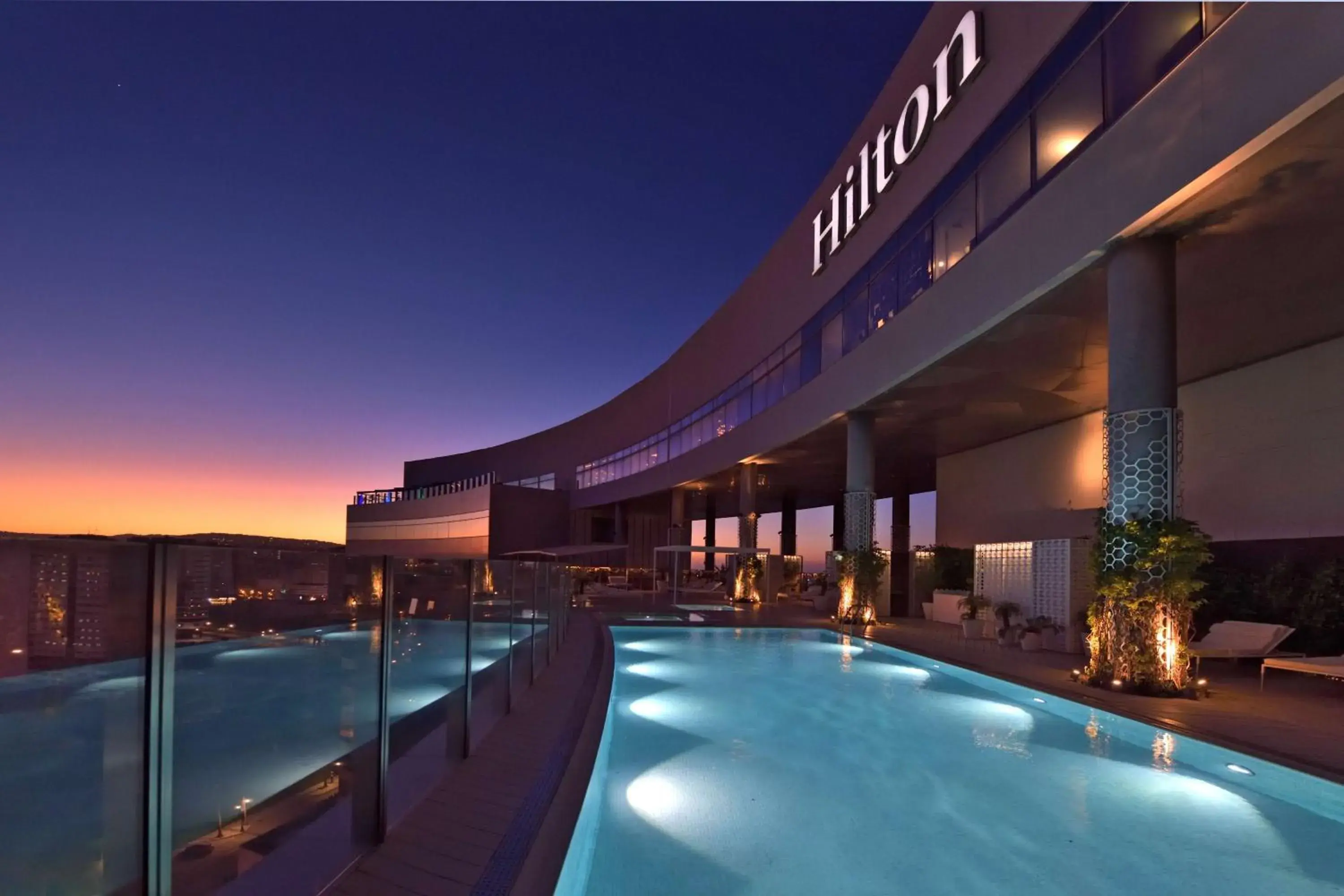 Pool view in Hilton Tanger City Center Pool view in Hilton Tanger City Center