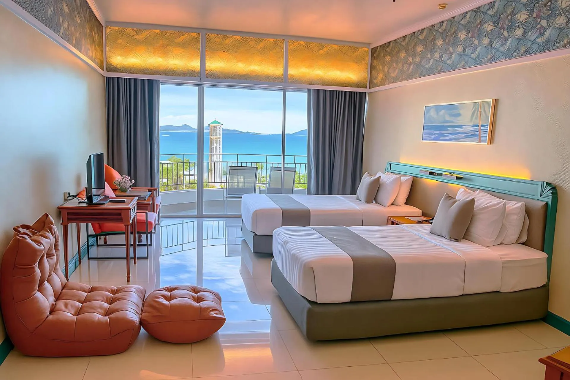 Bed in Pattaya Park Beach Resort