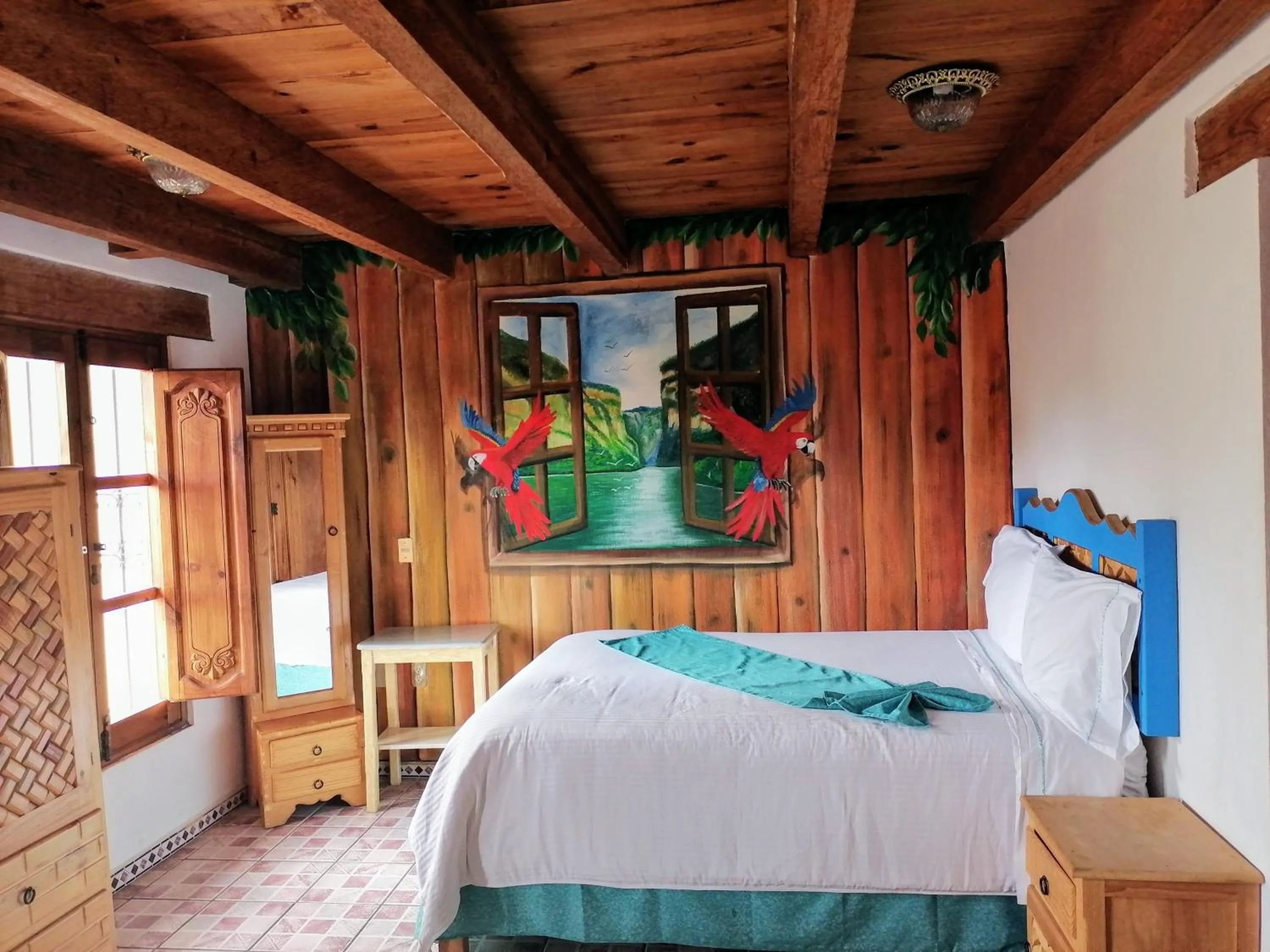 Bed in Hotel Tierra Maya