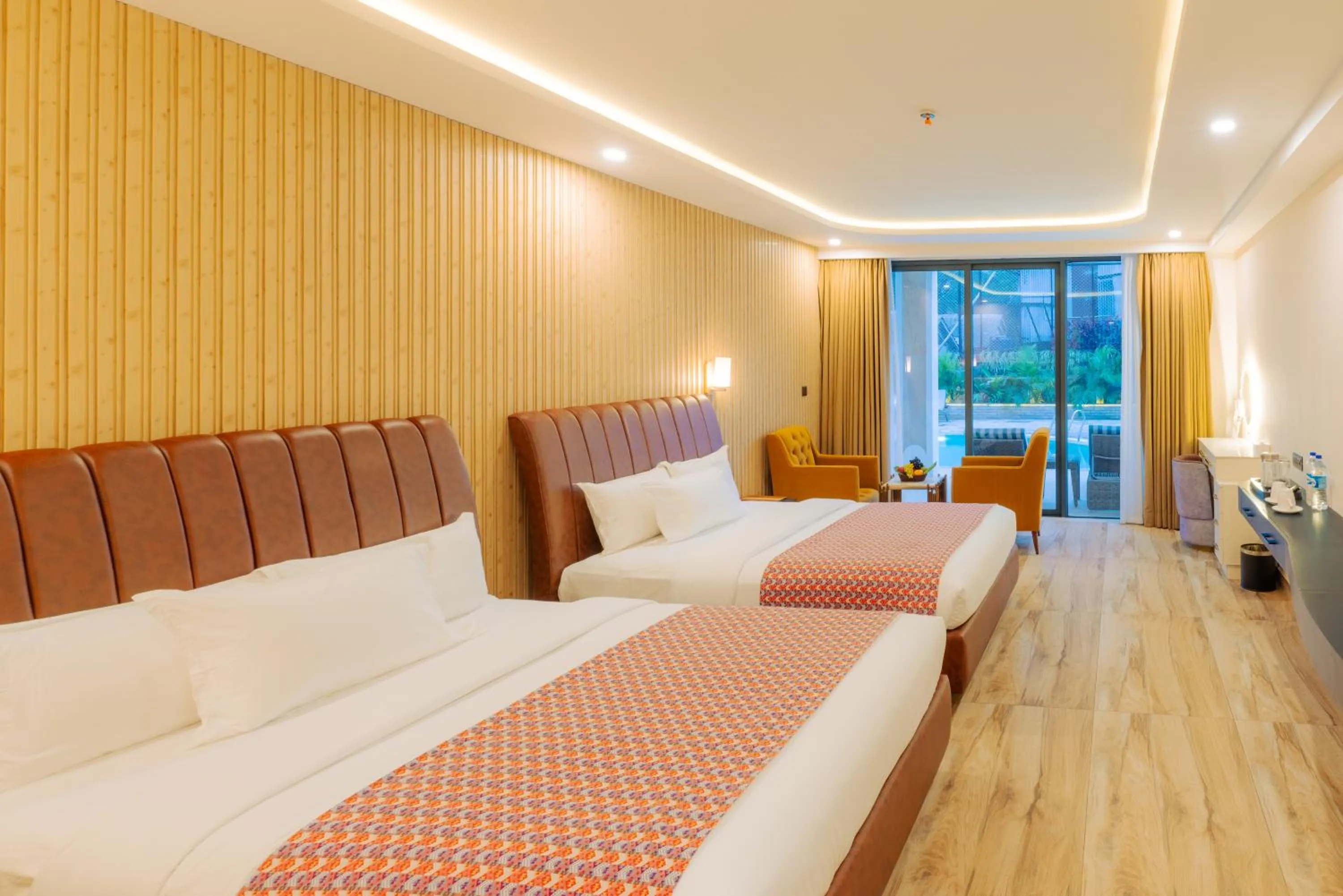 Bed in Lake View Resort