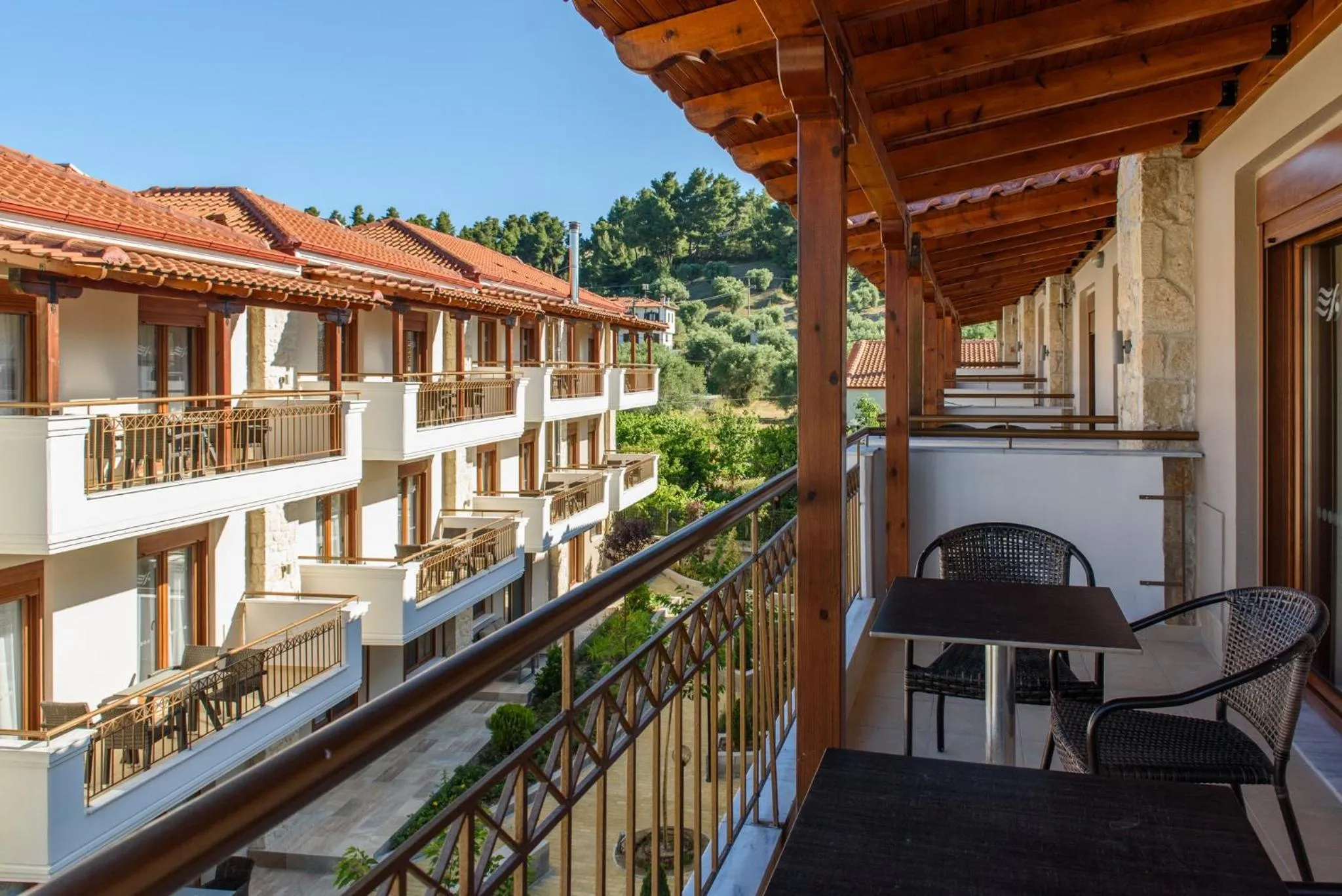 Balcony/Terrace in Apanemia by Flegra Hotels