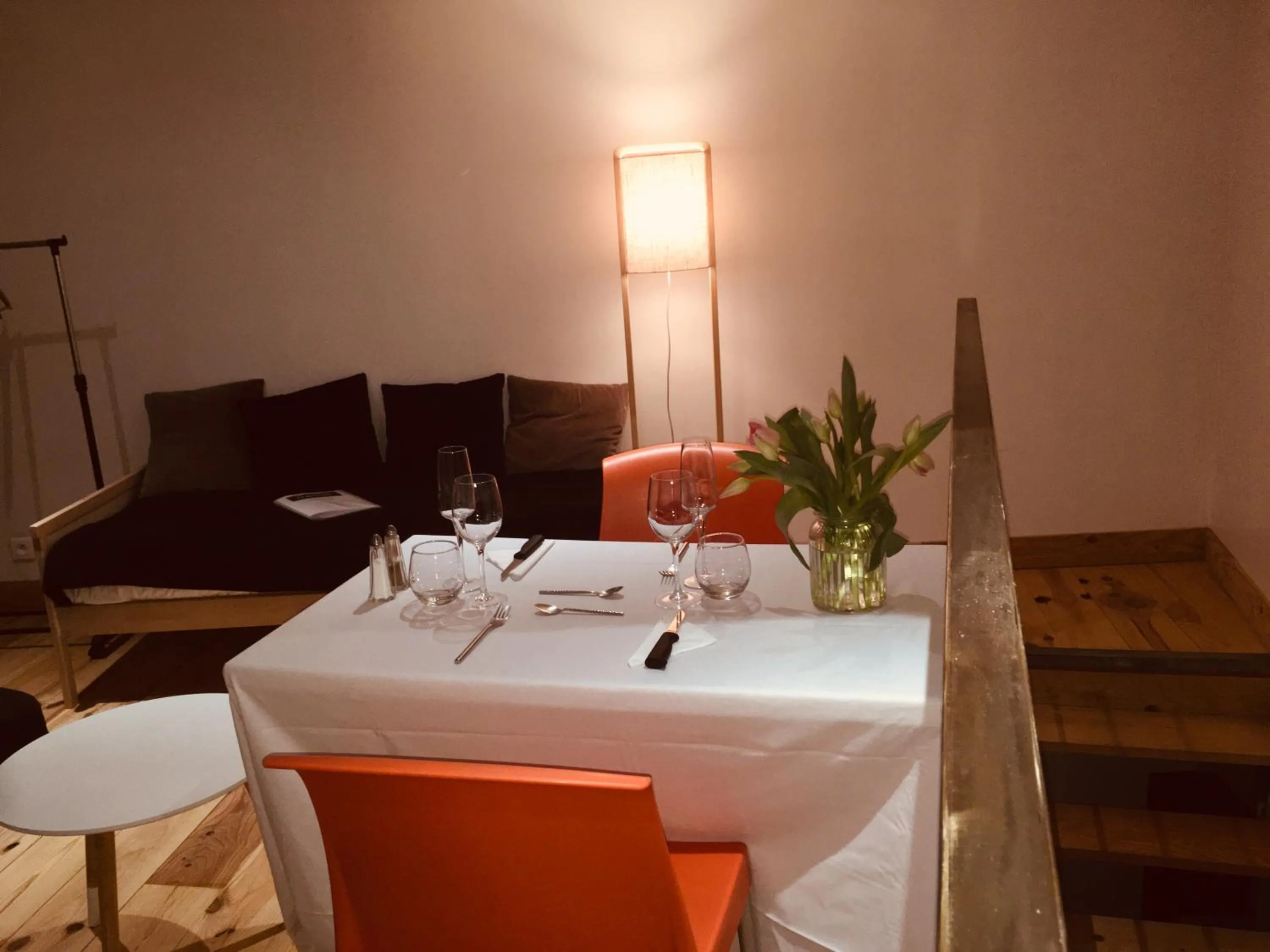 Dining area, Bed in Logis Hôtel O Lodge