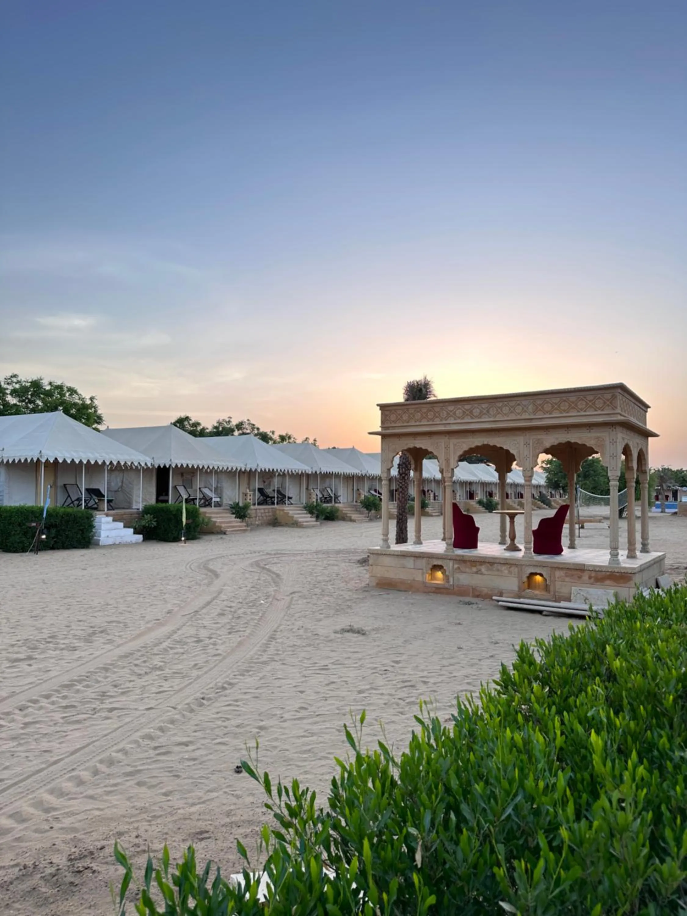 Sunset in Heritage Juma Resort with swimming pool