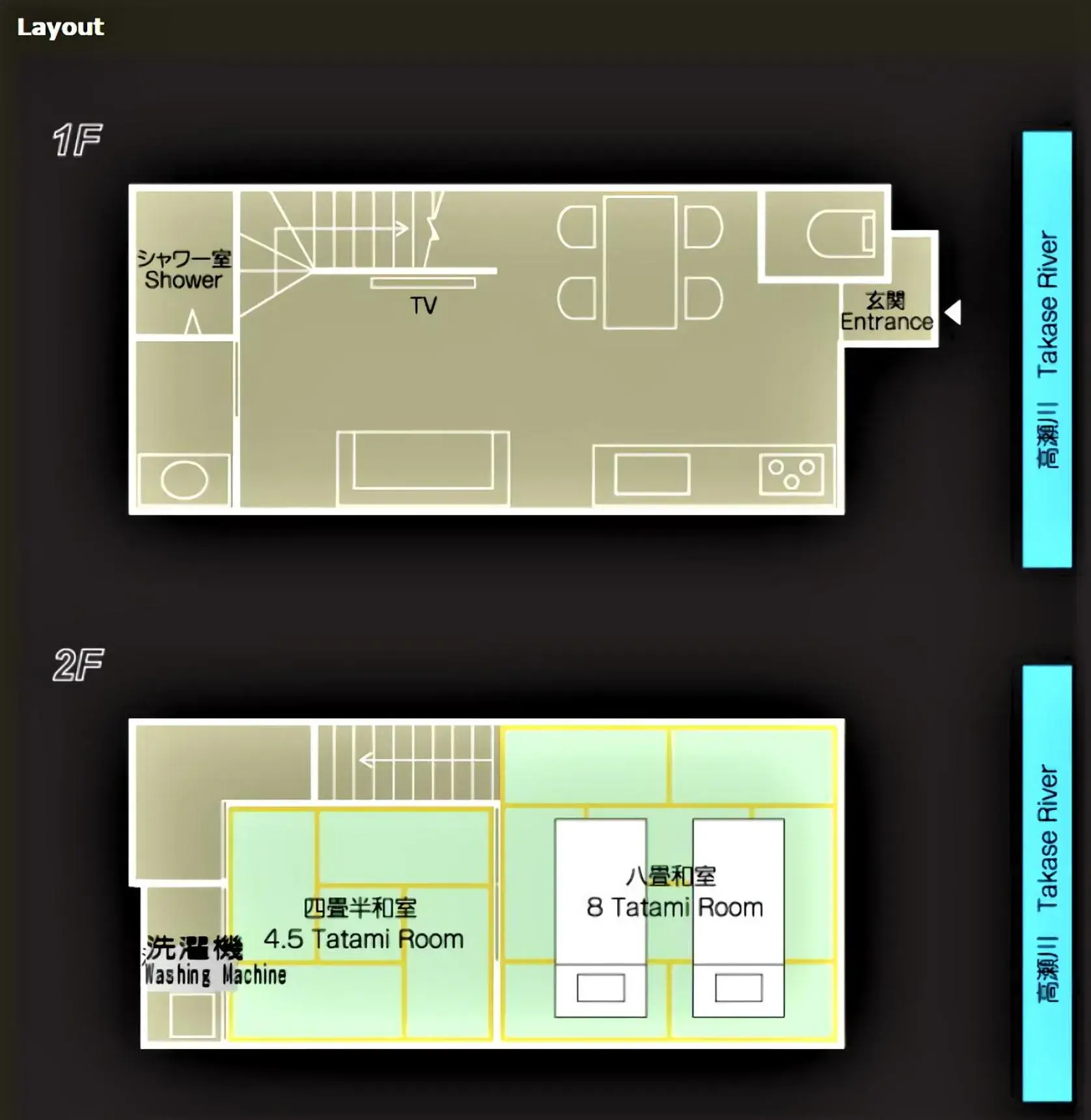 Photo of the whole room, Floor Plan in K's Villa Takasegawa-tei