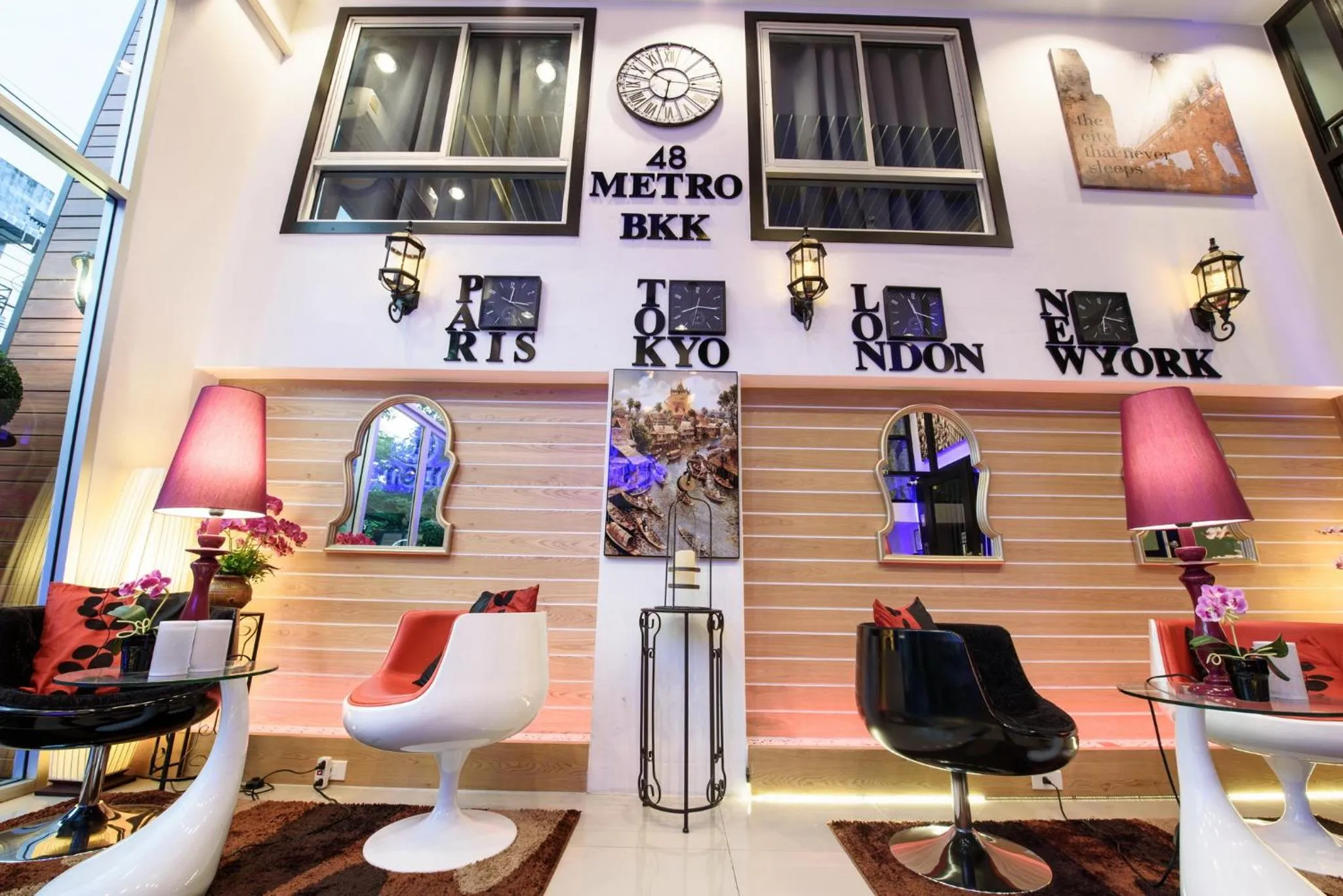 Seating area in 48 Metro Hotel