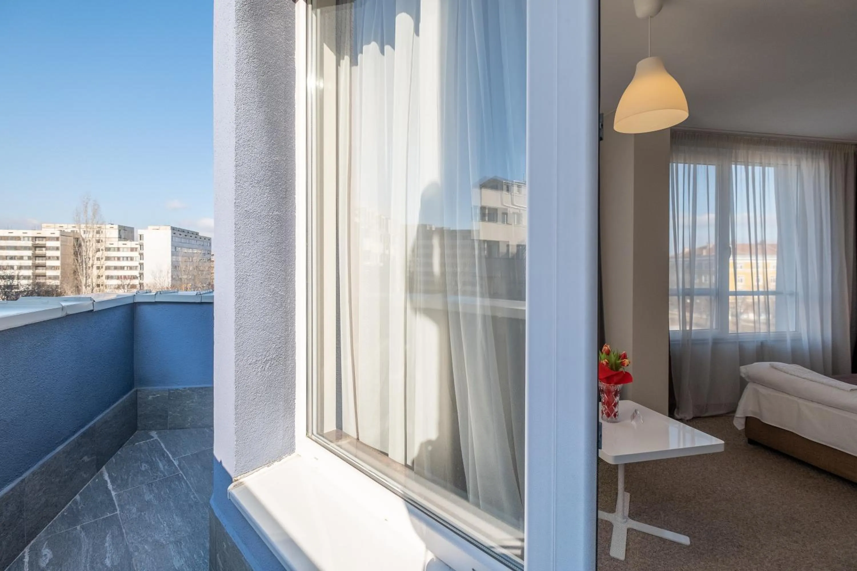 Balcony/Terrace, Bed in Blue Label Apart House