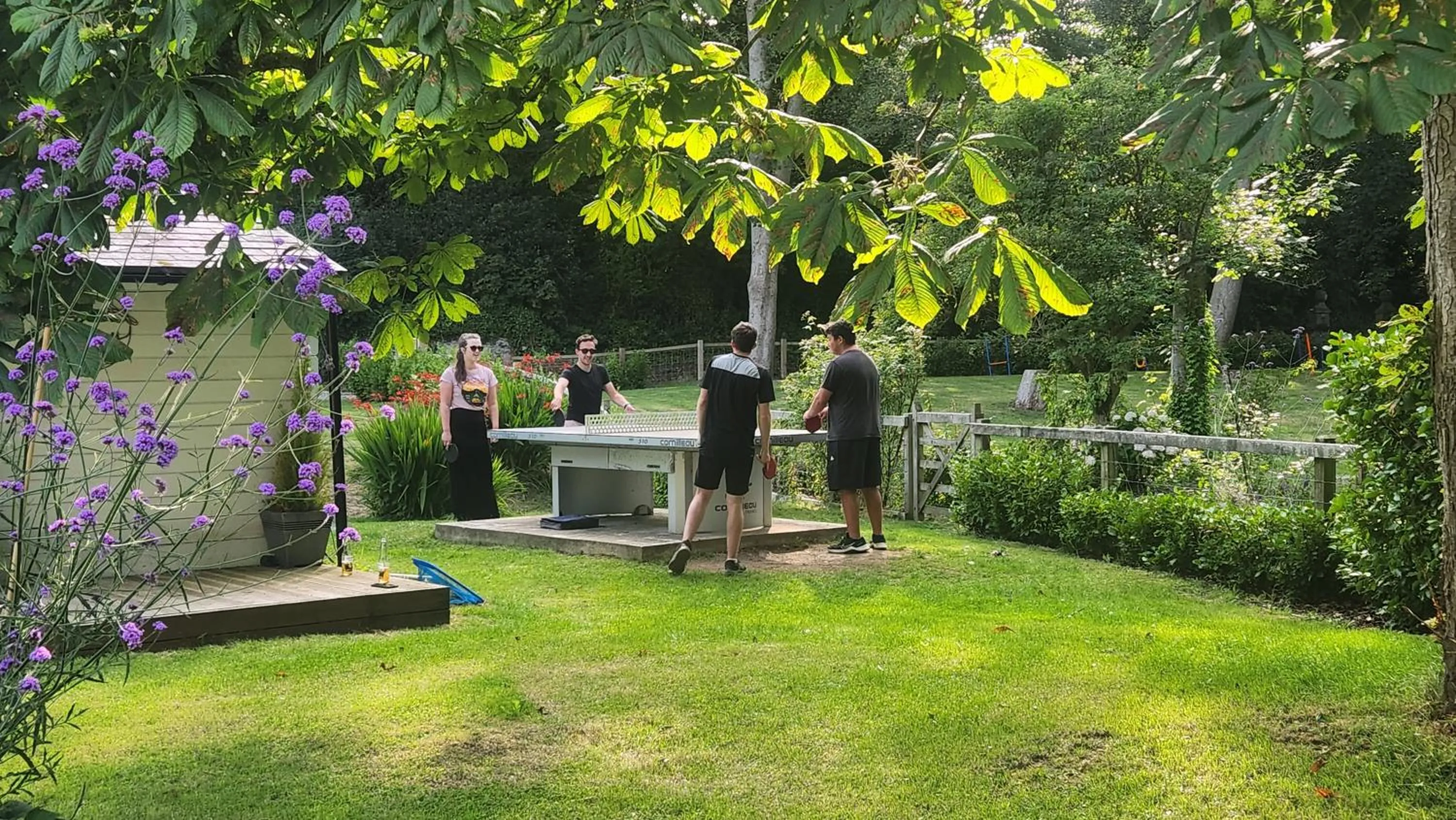 group of guests in Red River Stables - Peaceful, beautiful grounds, swimming pool, central location for West Cornwall