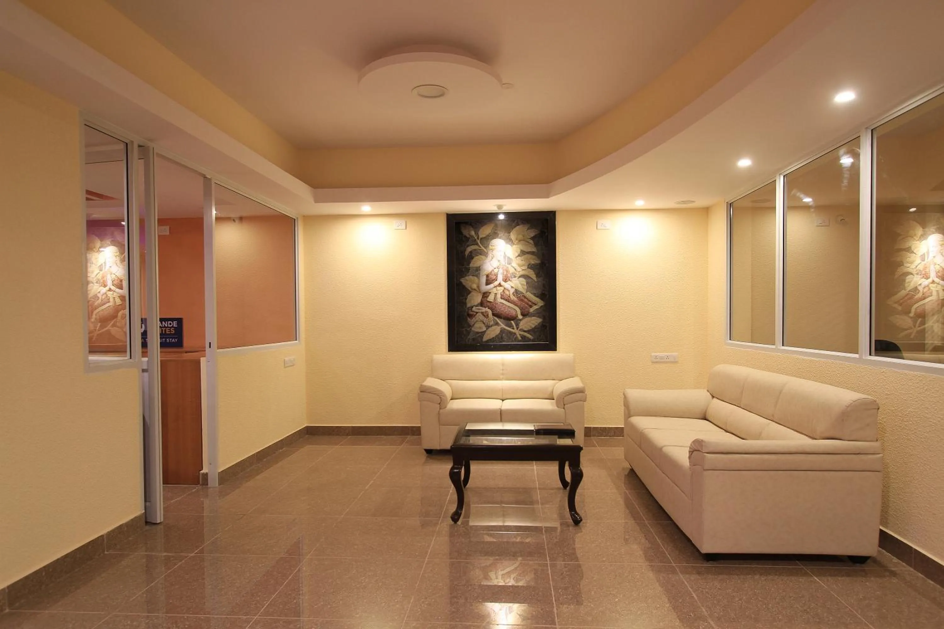 Lobby or reception in Arra Grande Suites Bangalore airport hotel