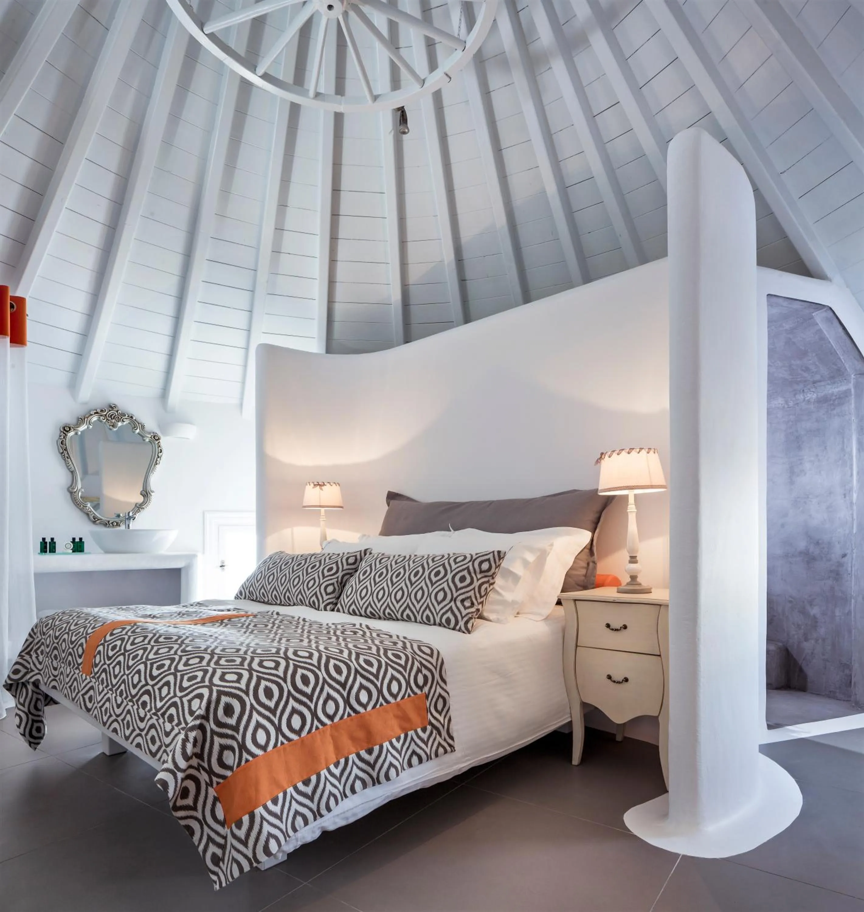 Bed in Absolute Mykonos Suites & More