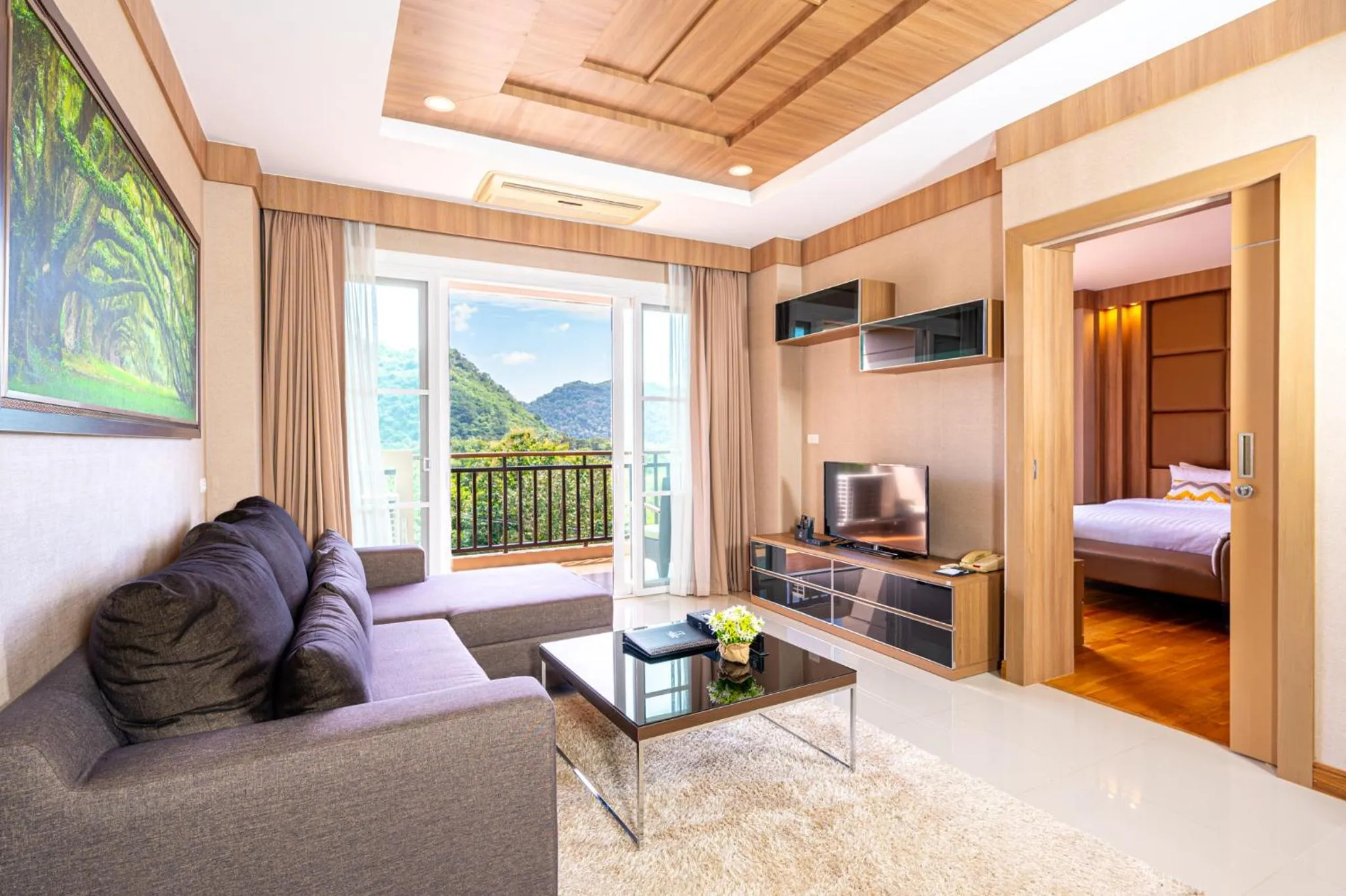 Living room, Bed in Hillside Residence Khaoyai