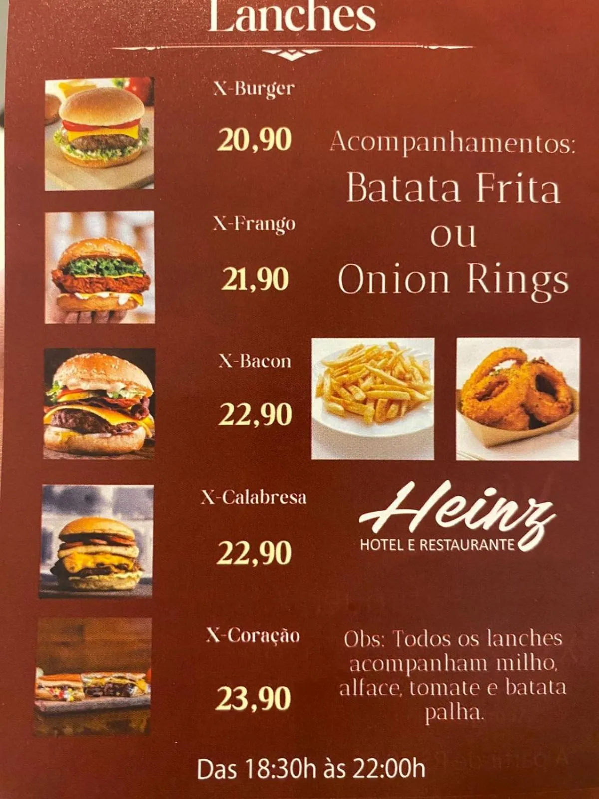 Food and drinks in Hotel Heinz