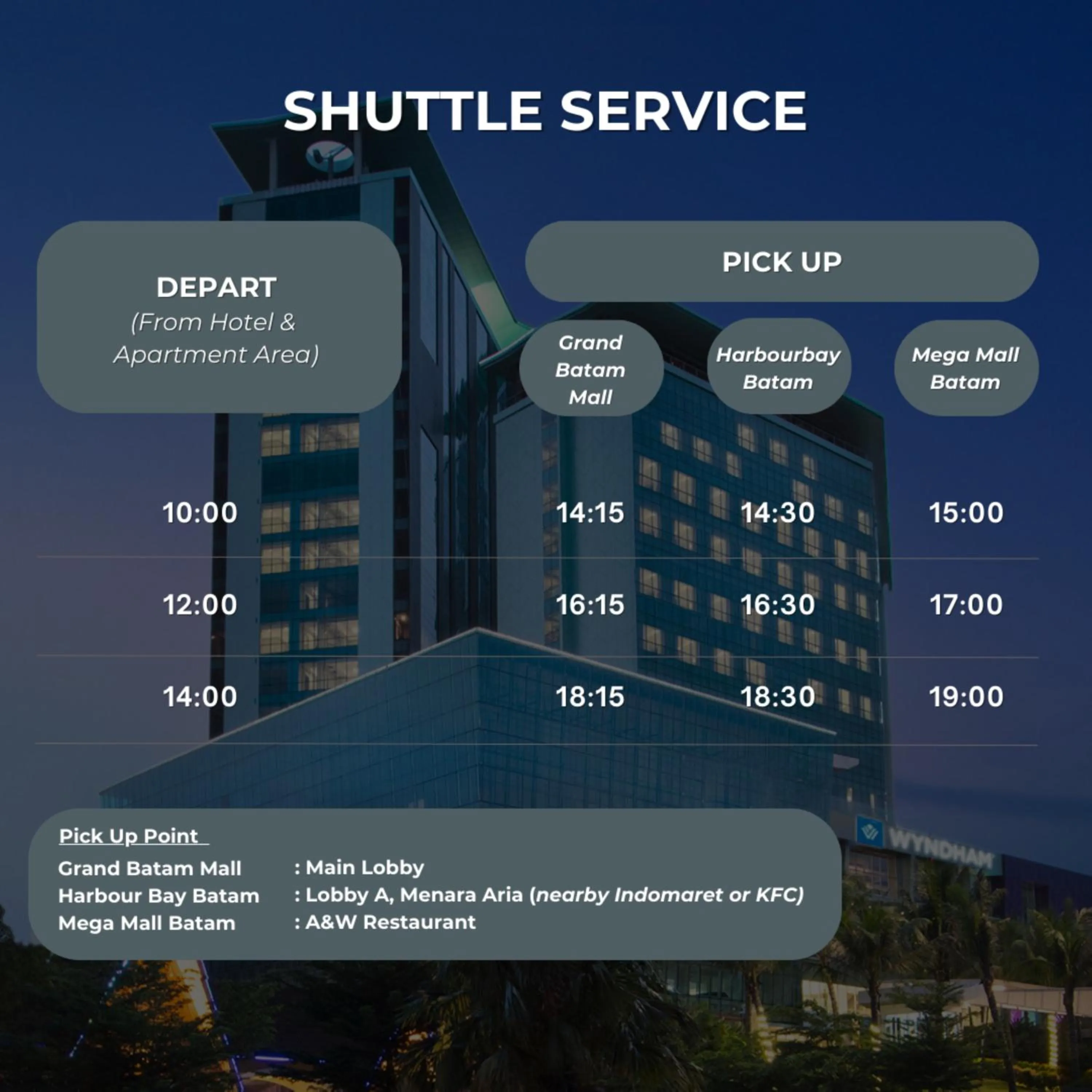 shuttle in Wyndham Panbil Batam