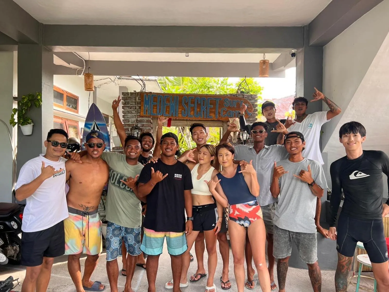 group of guests in Medewi Secret SurfCamp