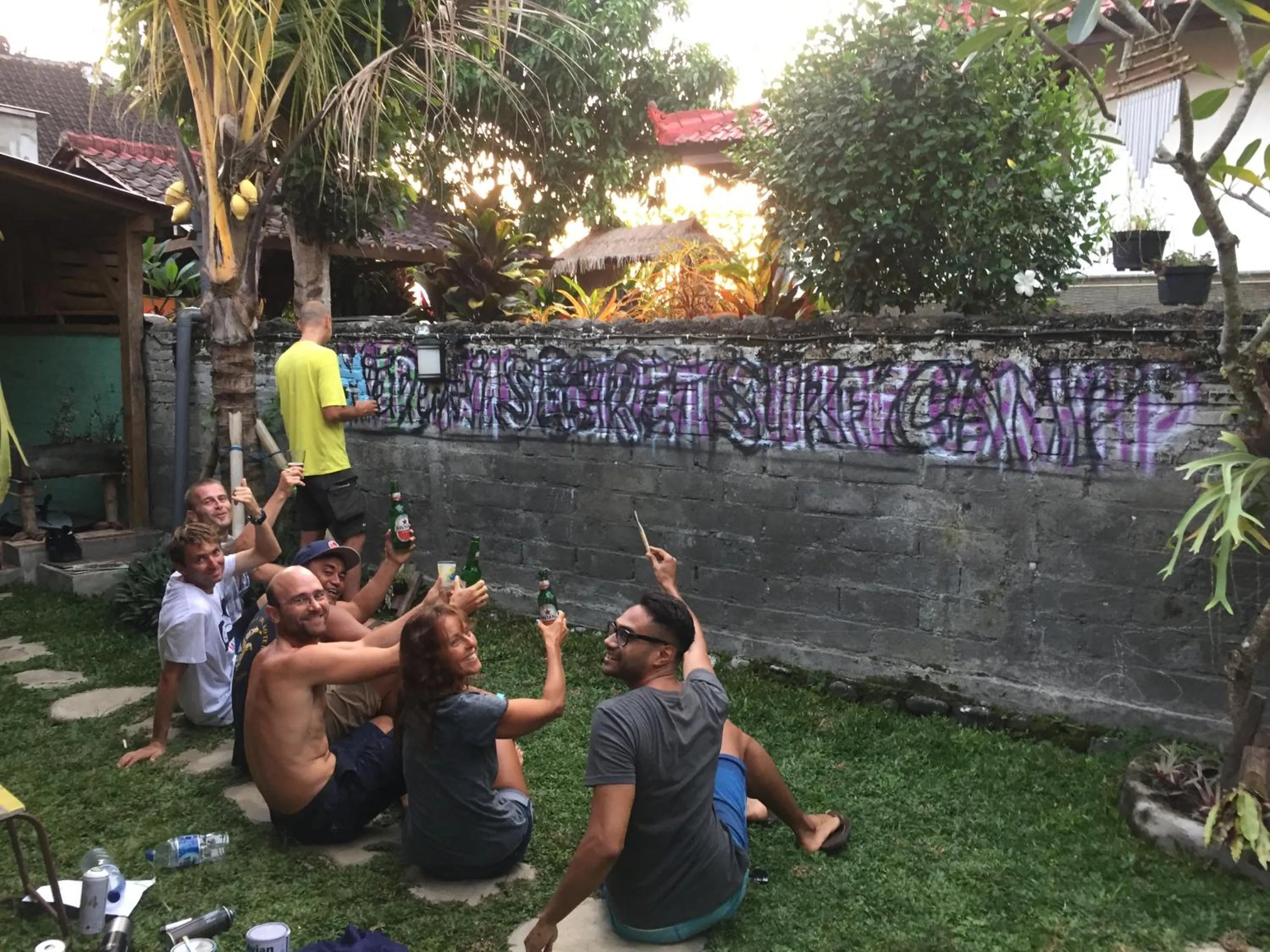 group of guests in Medewi Secret SurfCamp