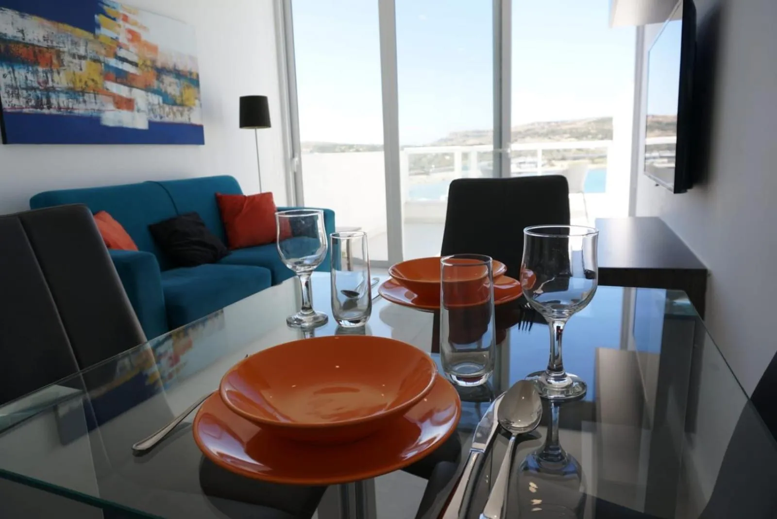 Dining area in Sea View Penthouse Mellieha Bay