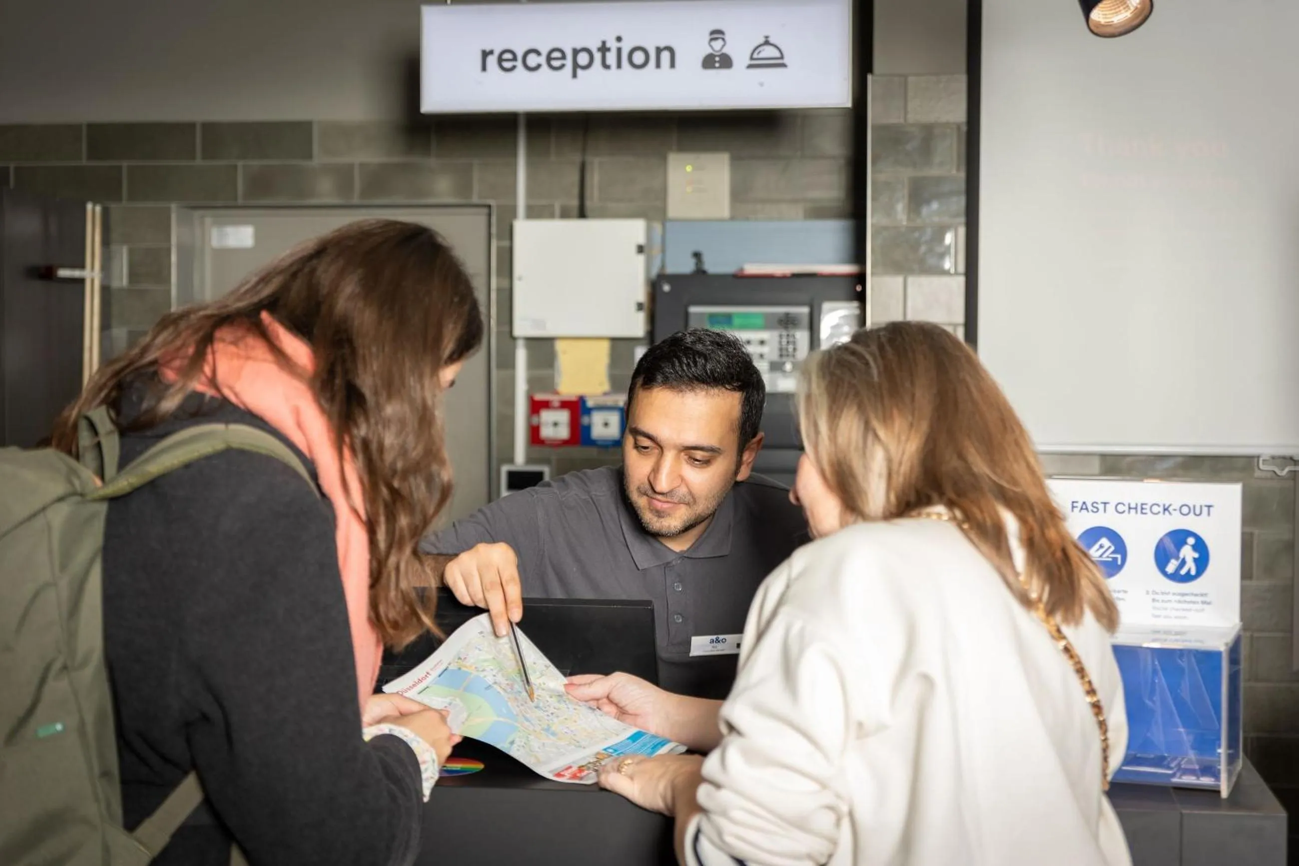 Lobby or reception in a&o Düsseldorf Hauptbahnhof