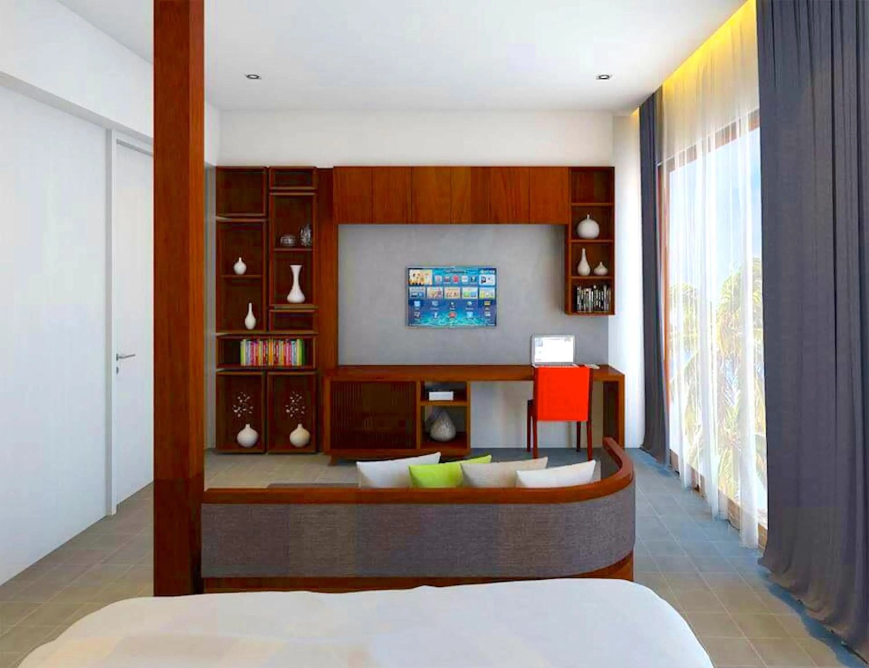 Seating area, Bed in Silver Urban