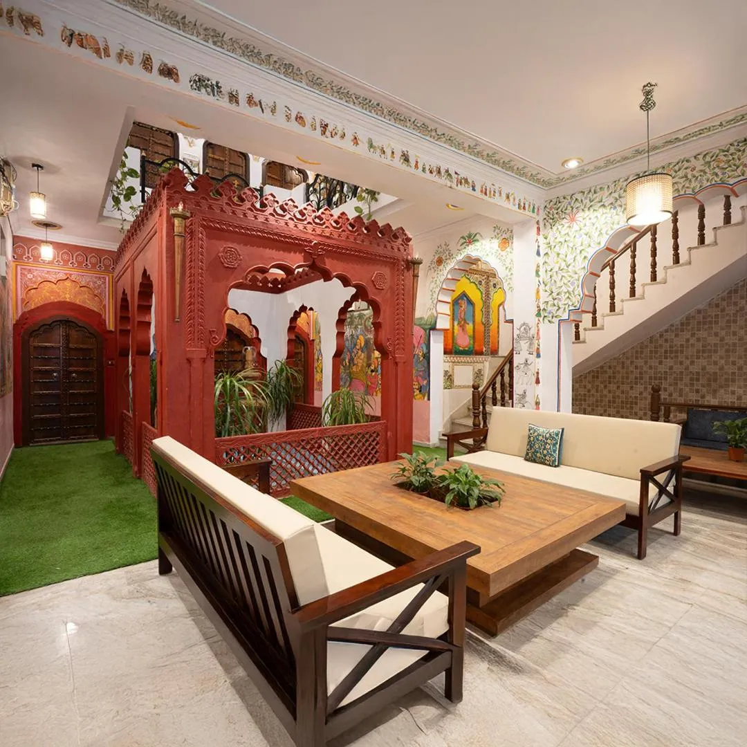 Seating area in Stamps By Eight Continents, Pushkar