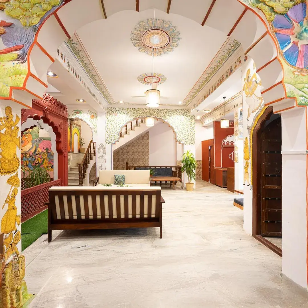 Lobby or reception in Stamps By Eight Continents, Pushkar Lobby or reception in Stamps By Eight Continents, Pushkar