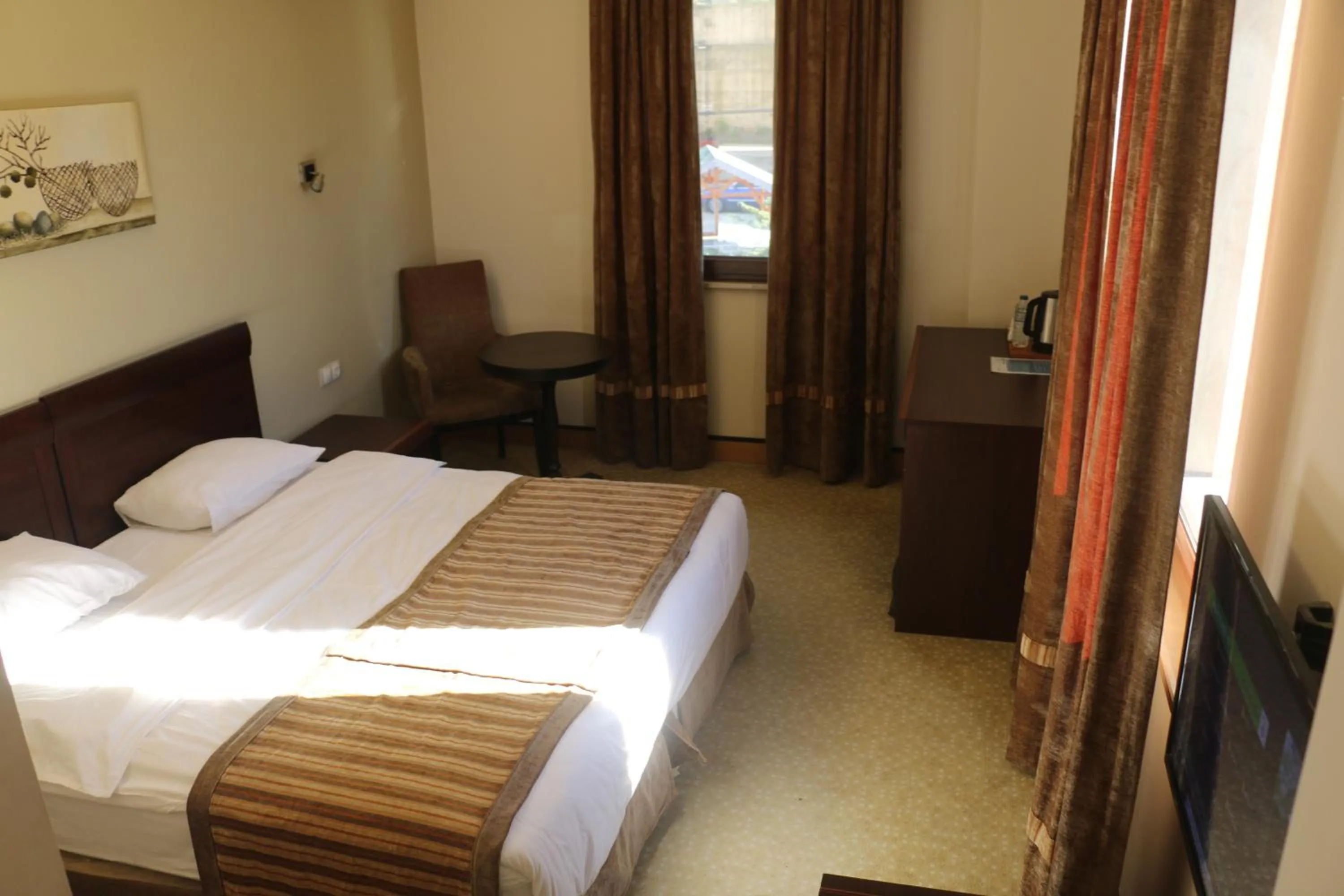 Communal lounge/ TV room, Bed in Hotel Lazlakar