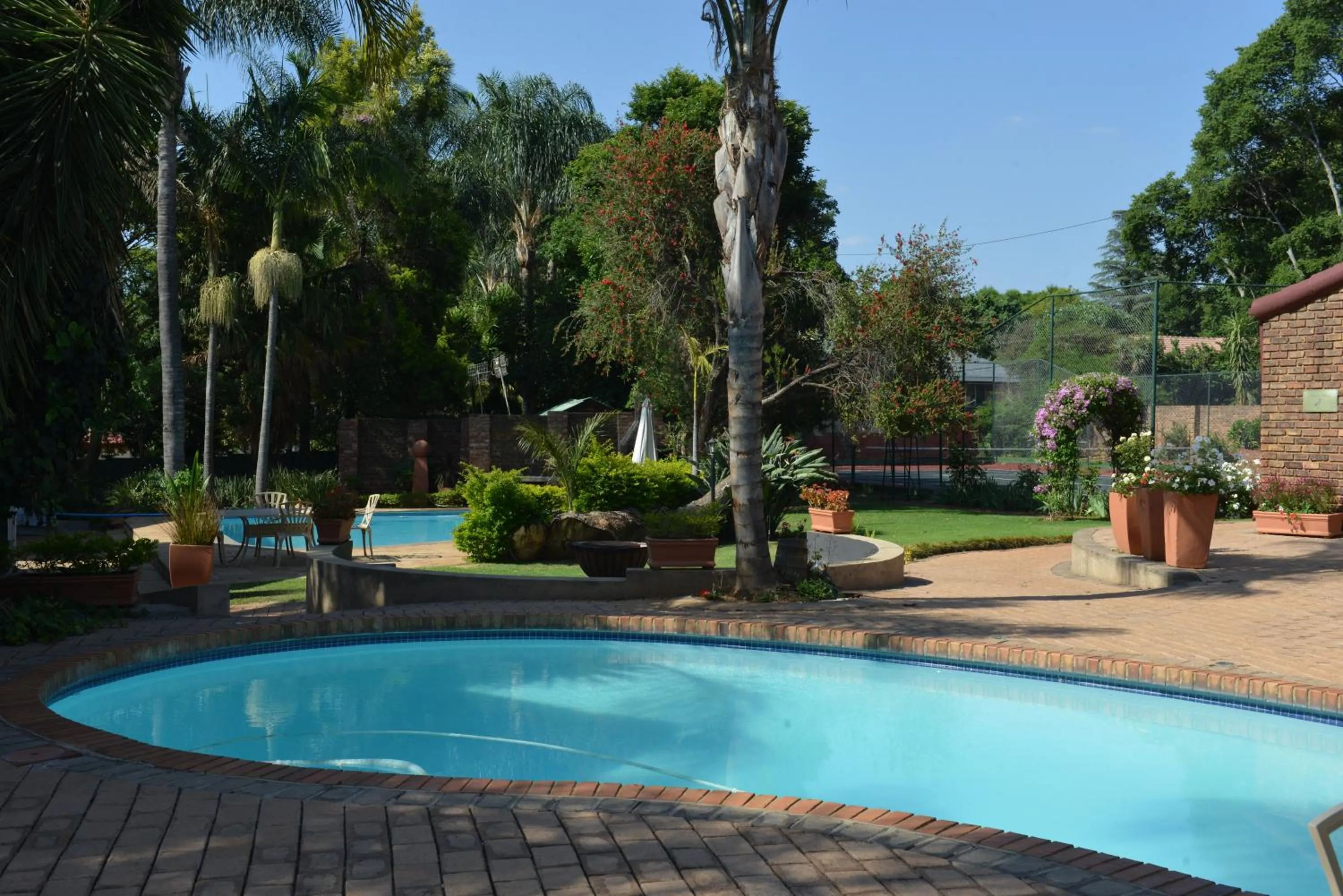 Pool view in Cornerstone Guest Lodge